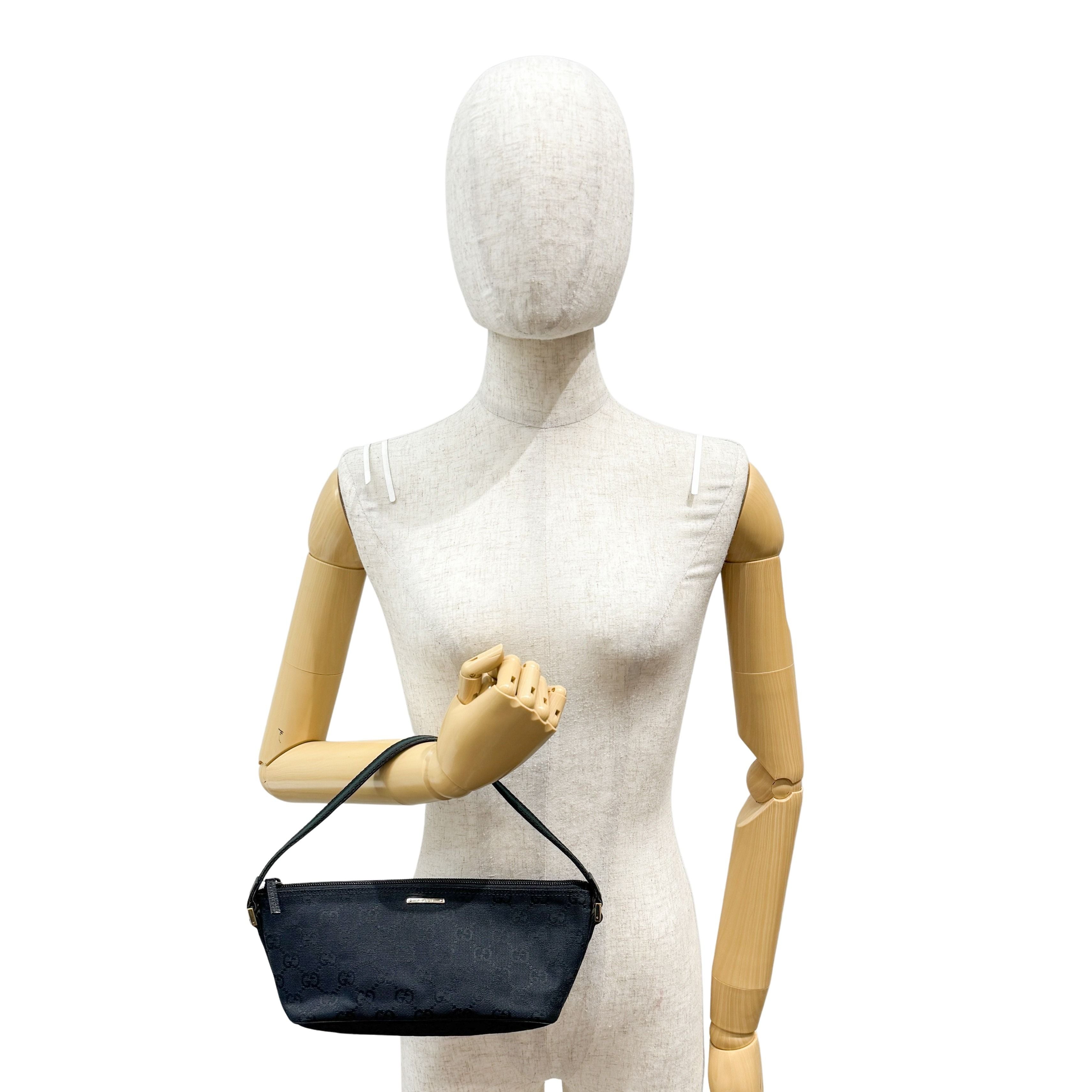 GG Black Canvas Boat Shoulder Bag