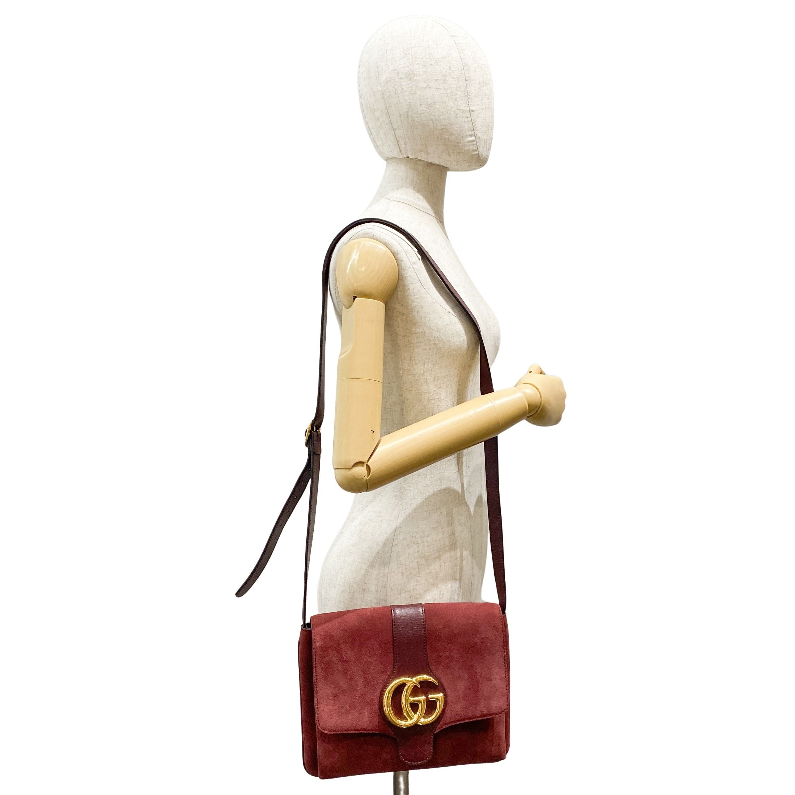GG Marmont Red Suede Shoulder Bag