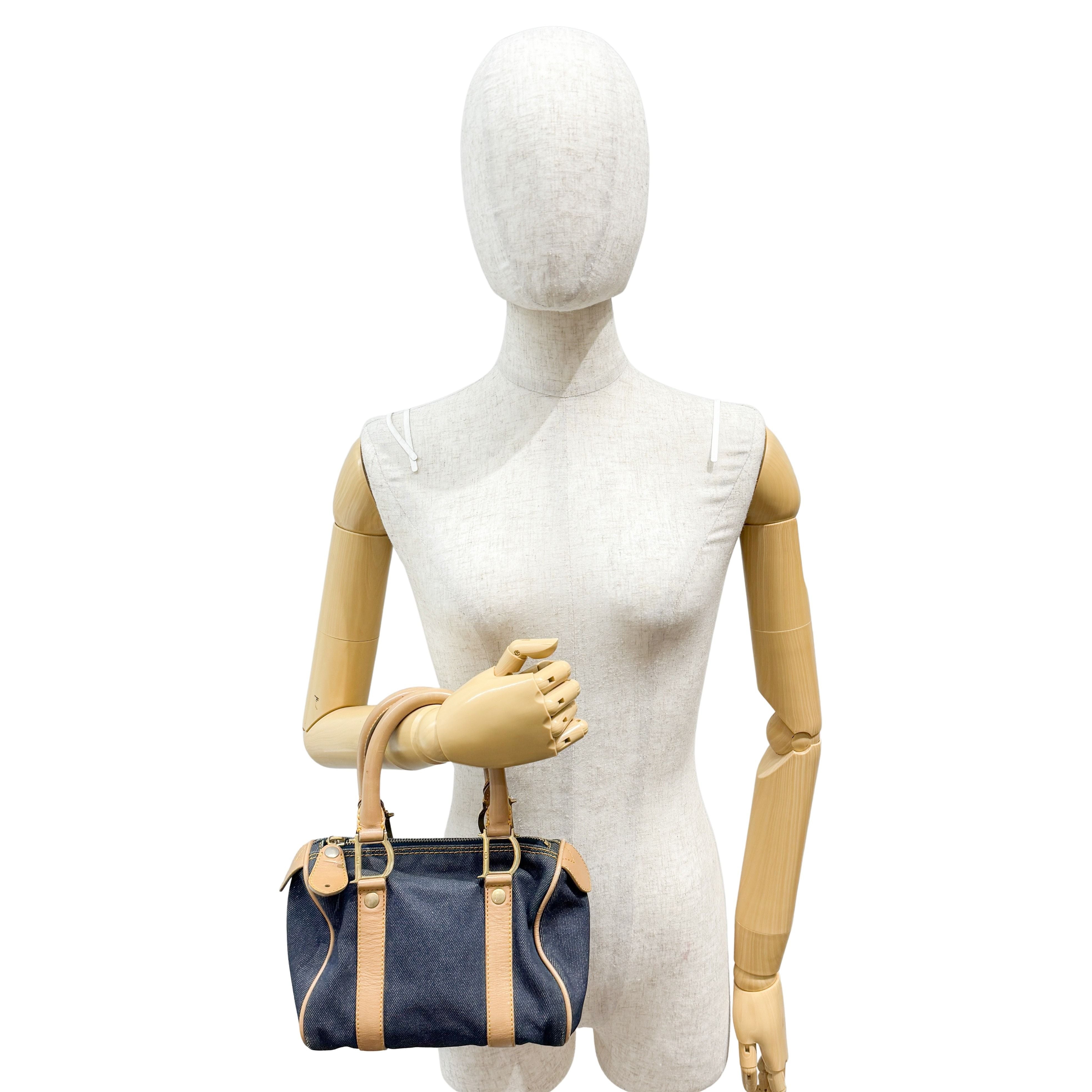 Mini Boston Blue Denim Hand Bag