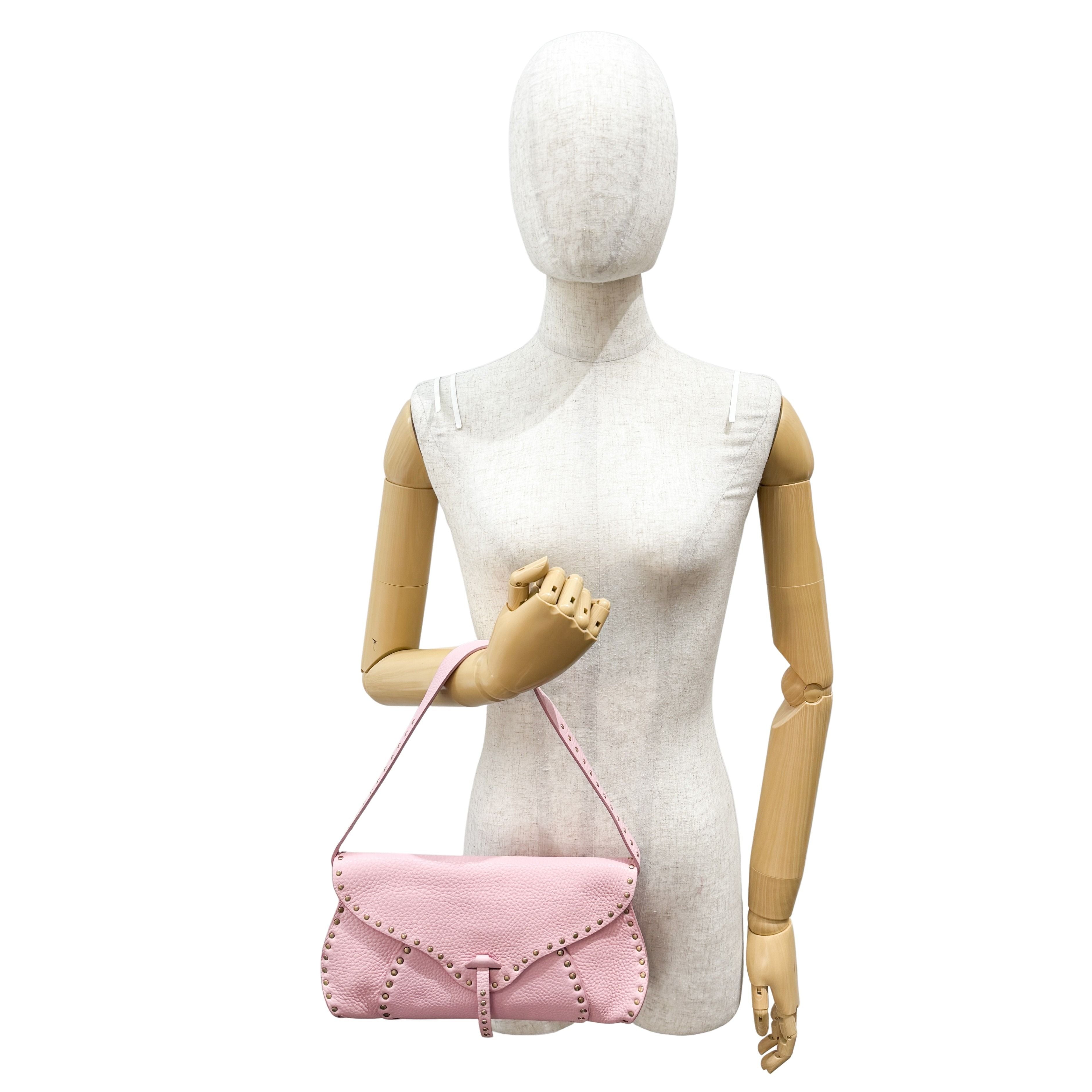 Pink Leather Shoulder Bag