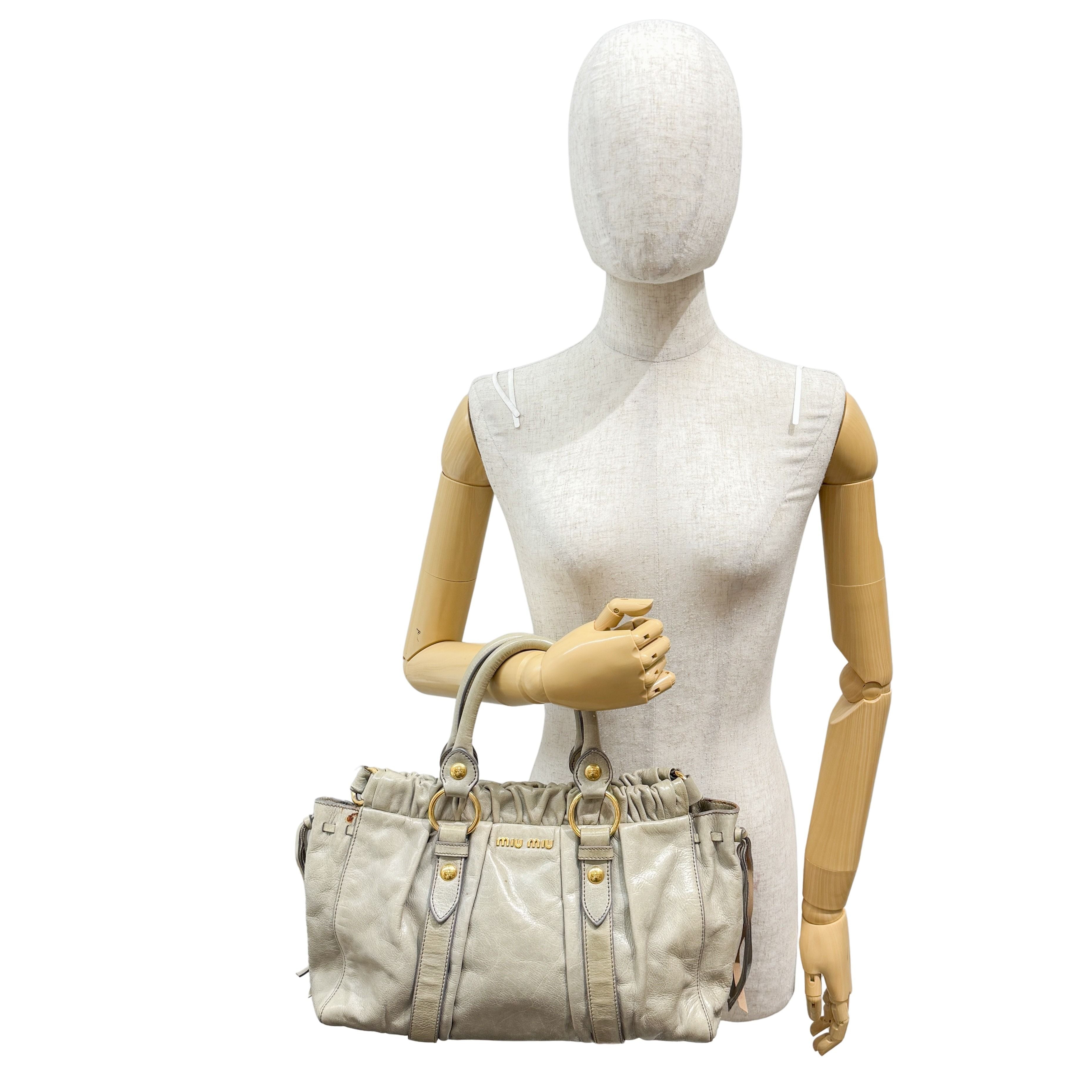 Vitello Beige Calfskin Leather Two Way Bag
