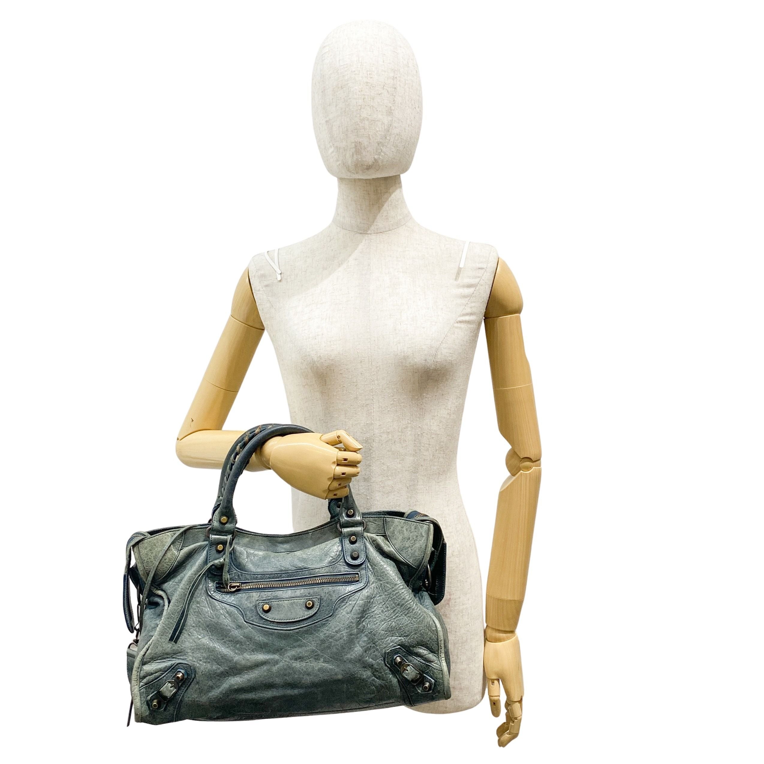 The City Green Calfskin Leather Two Way Bag