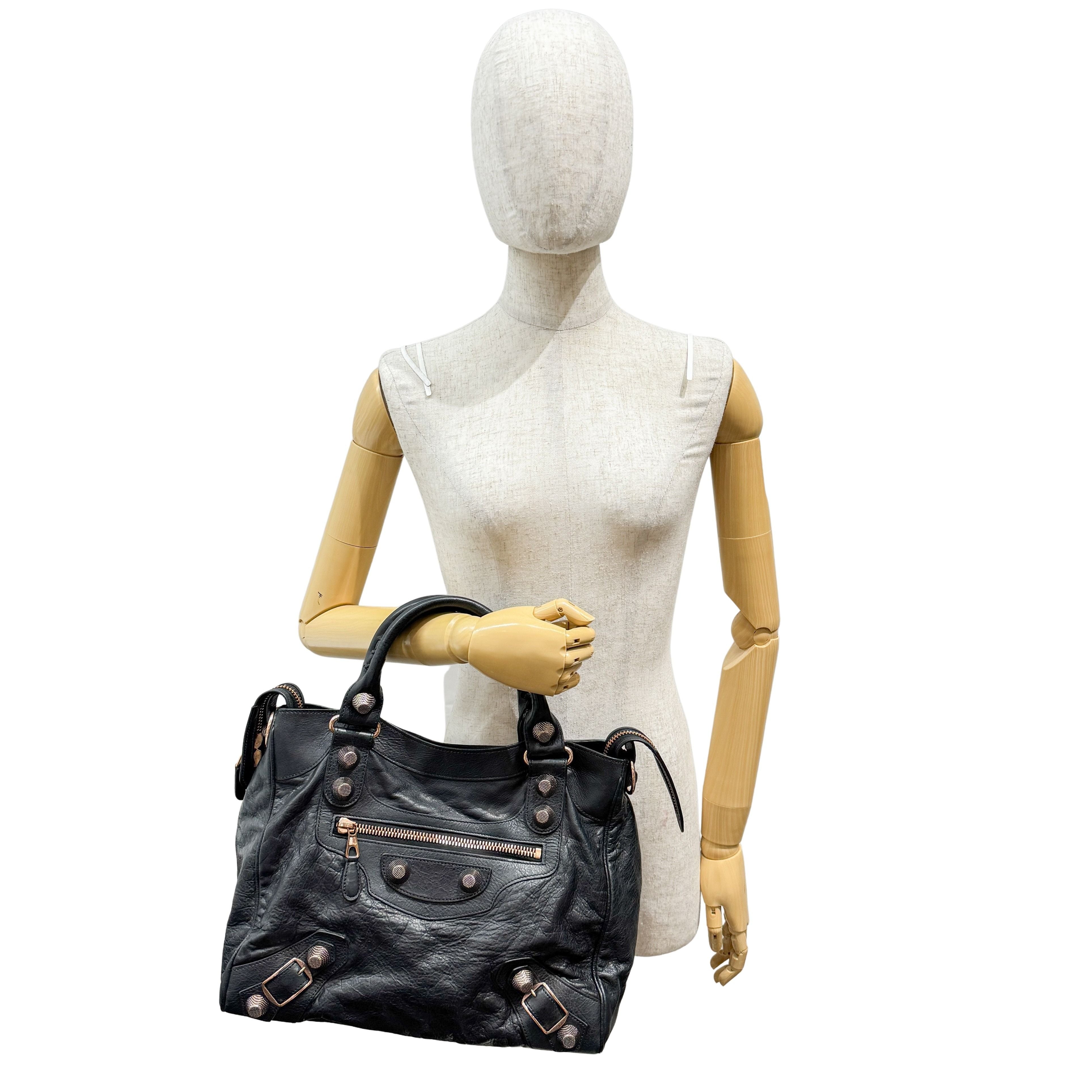 The Velo Black Calfskin Leather Two Way Bag