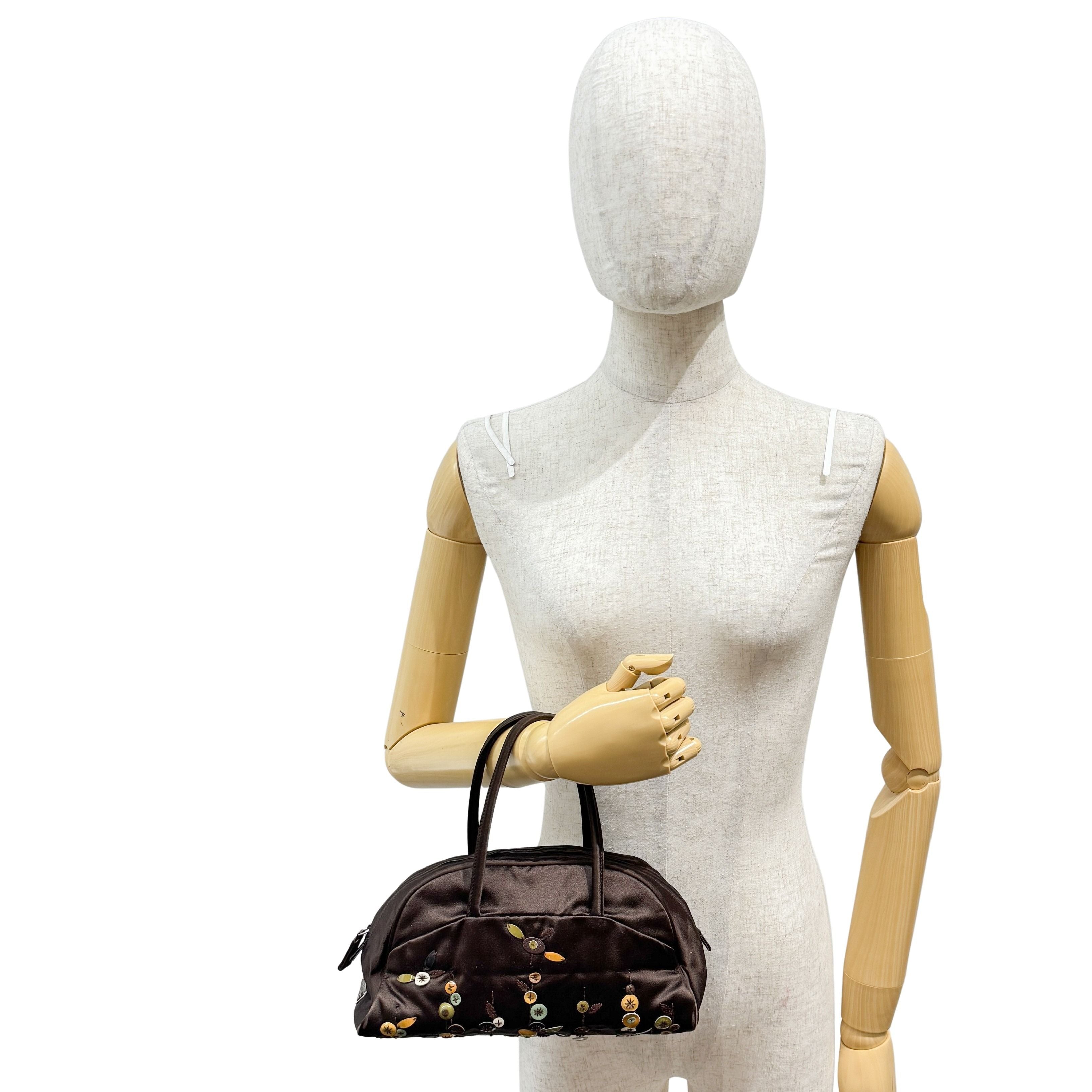 Vintage Black Beaded Satin Hand Bag