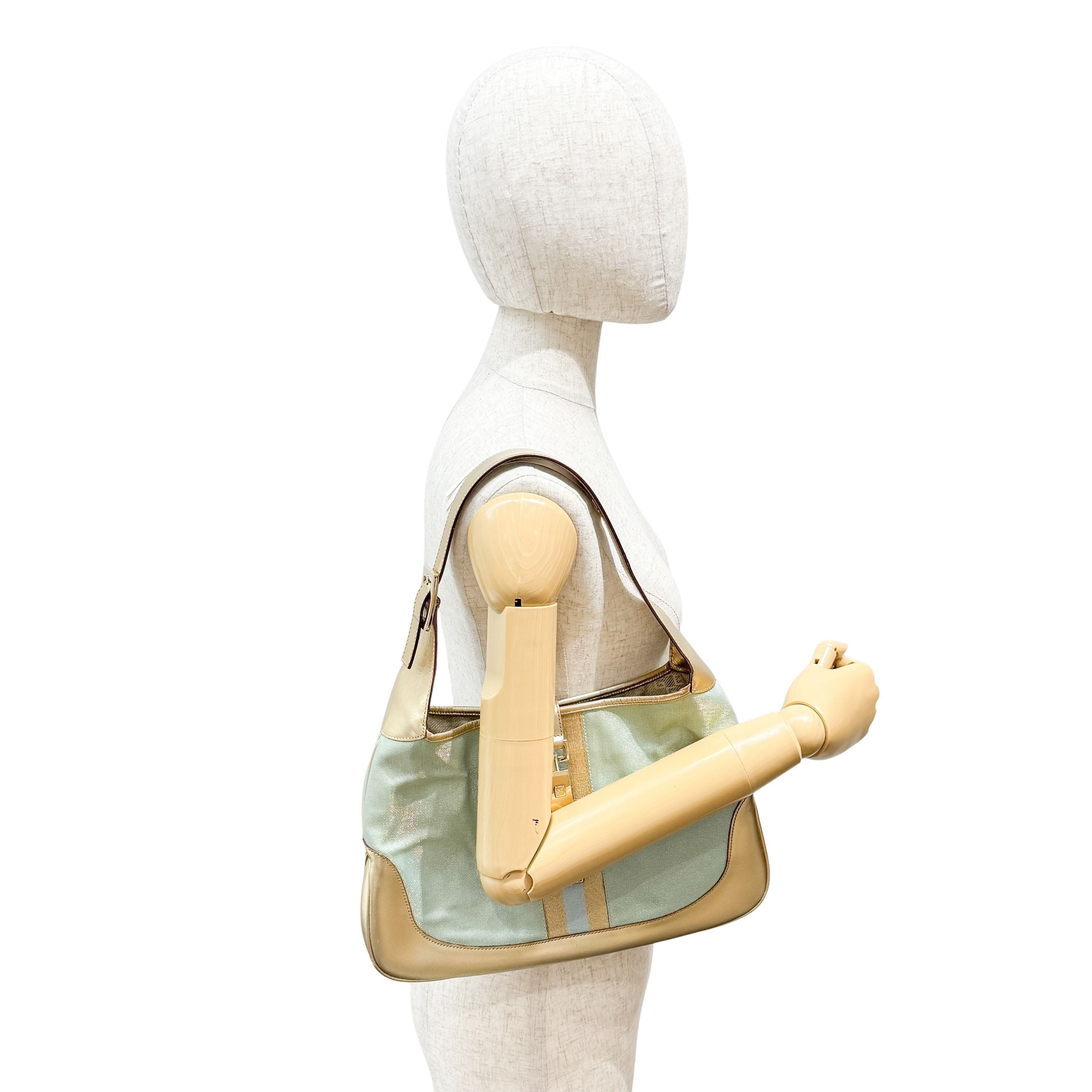 Jackie Blue & Gold Canvas Shoulder Bag