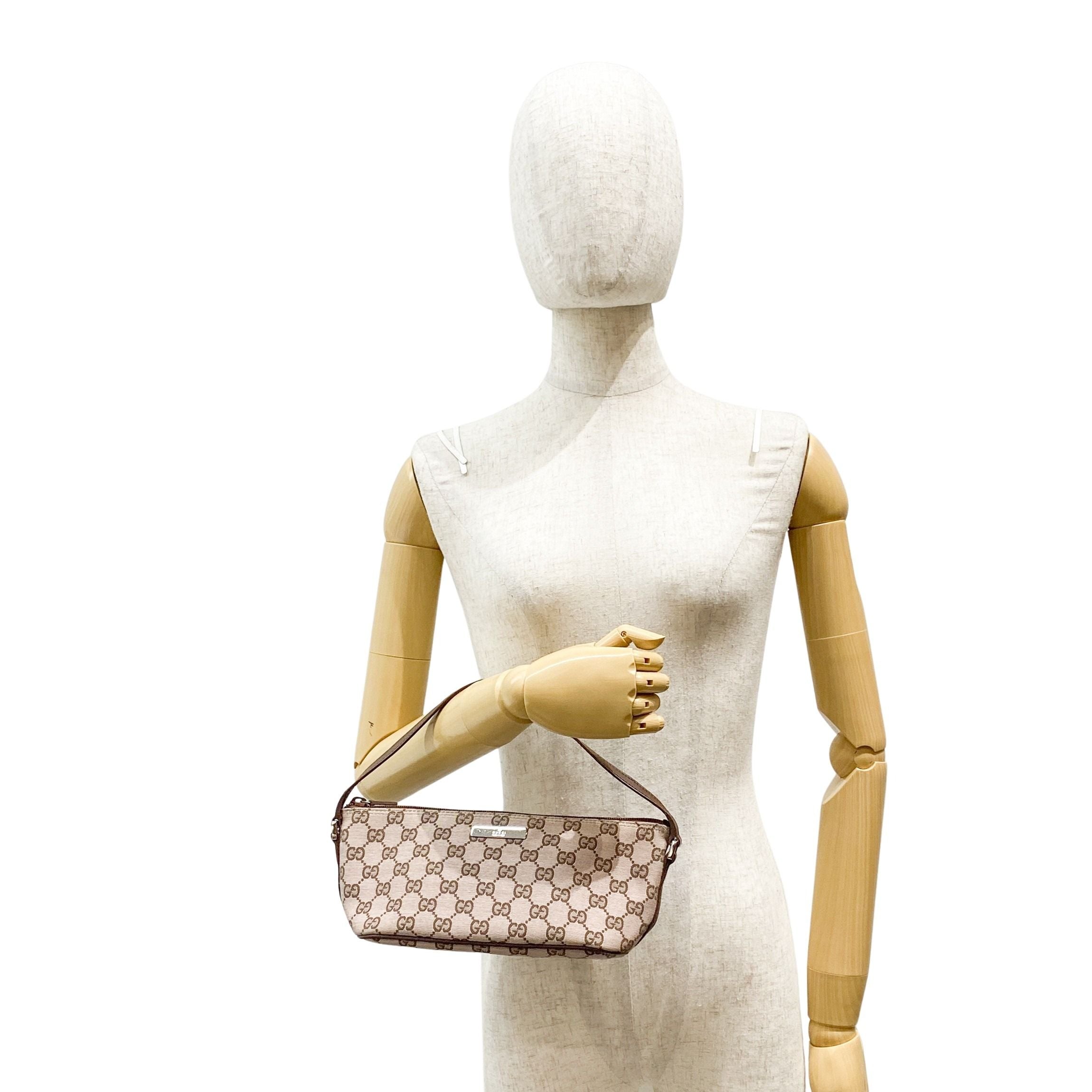 GG Canvas Brown Boat Shoulder Bag