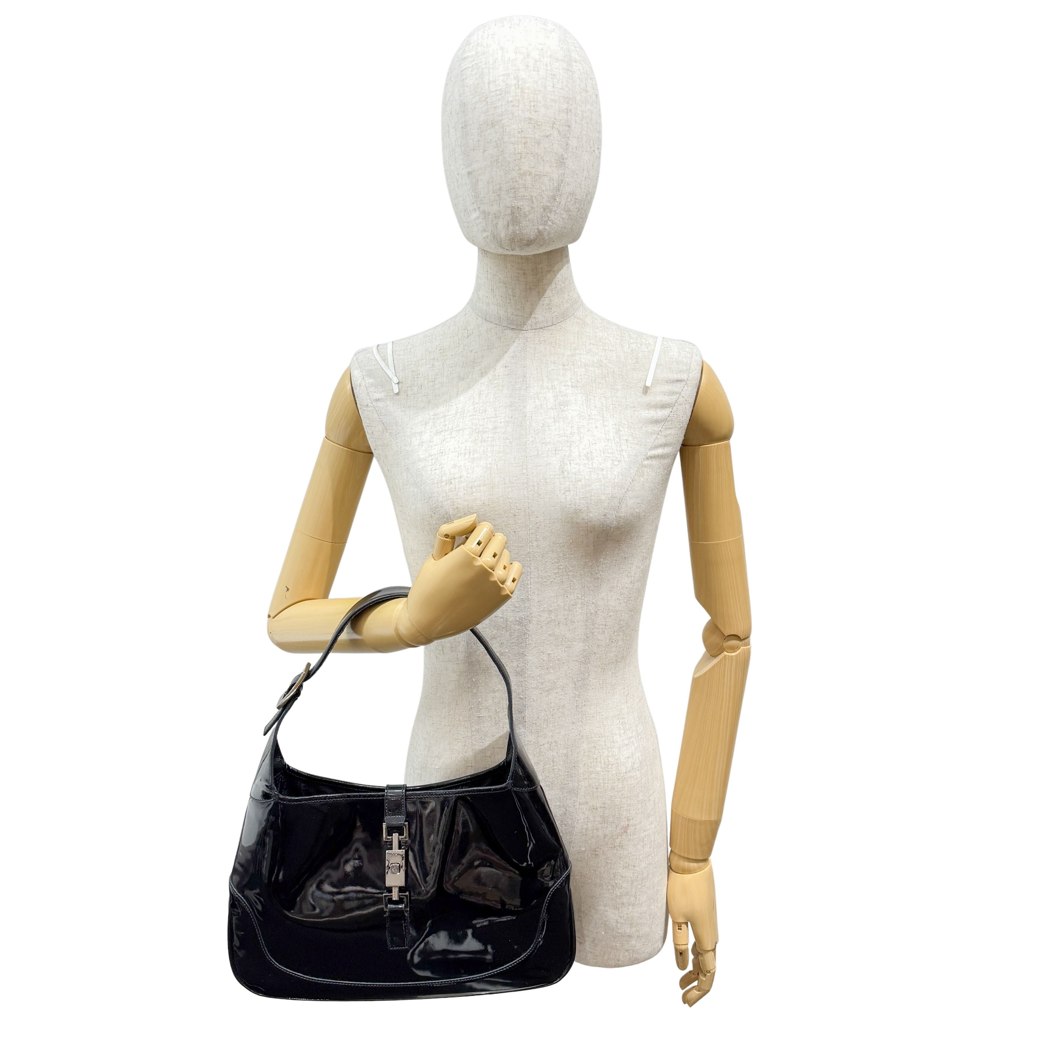 Jackie Black Patent Leather Shoulder Bag