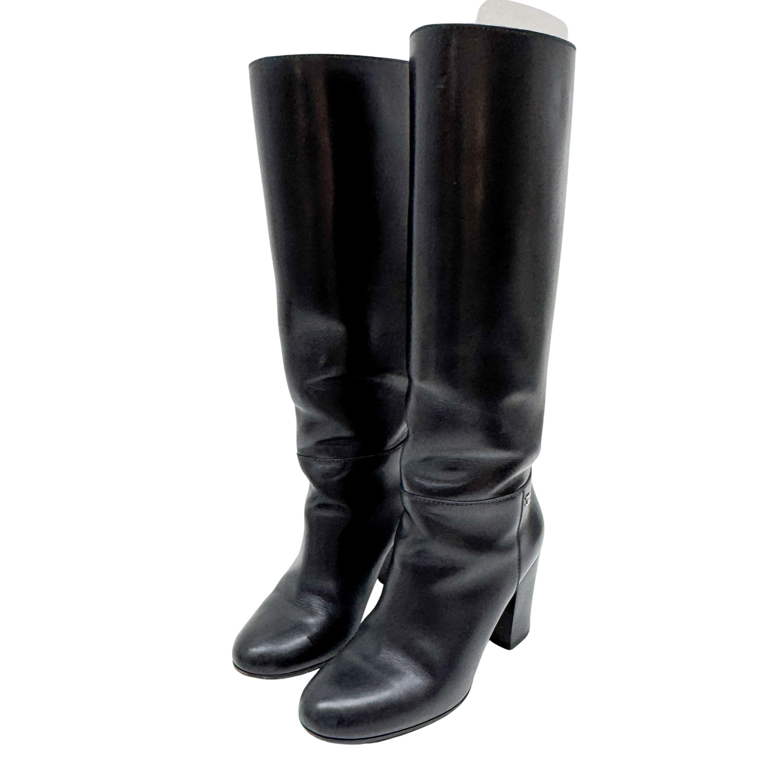 Size 38 EU Black Leather Long Boots