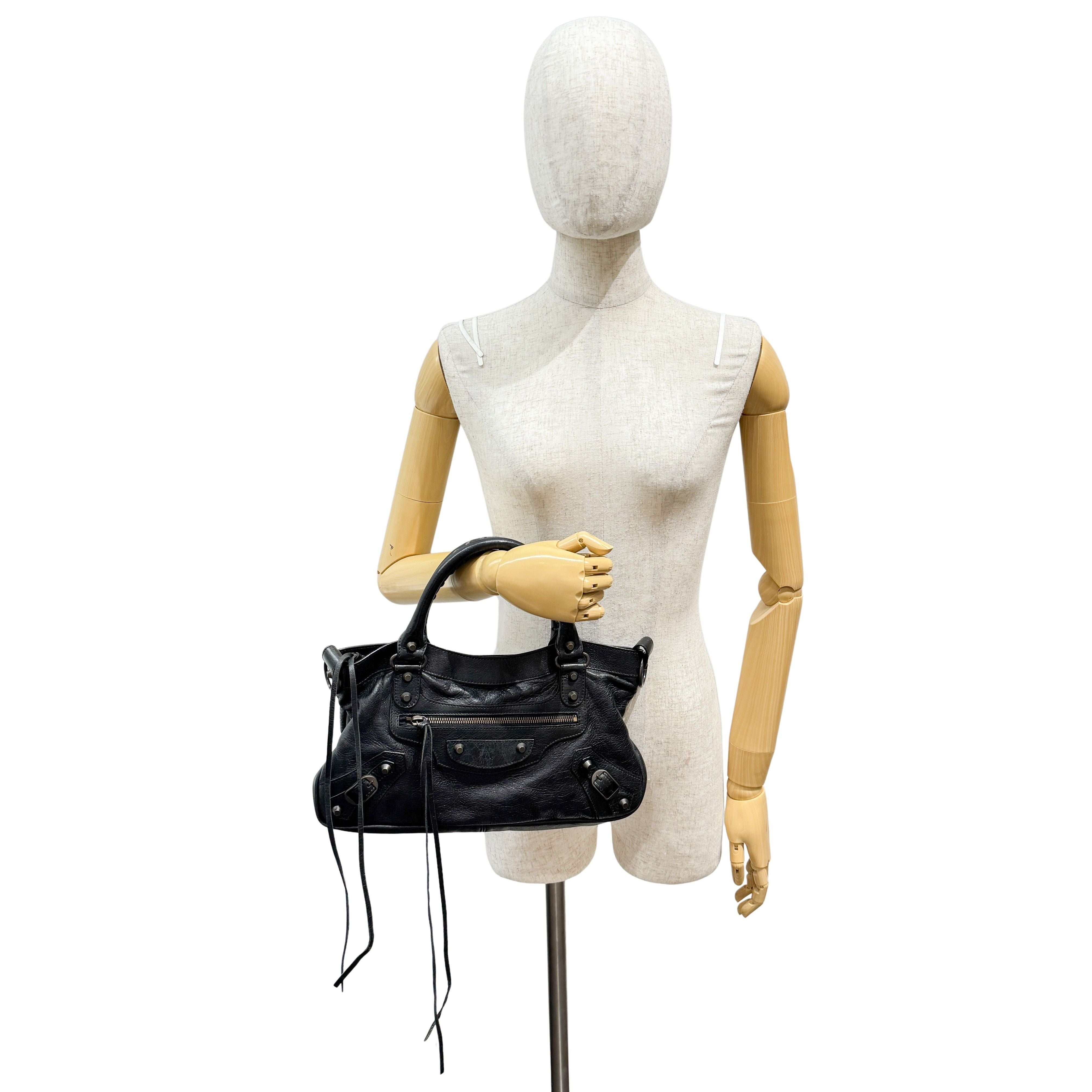 The First Black Calfskin Leather Two Way Bag