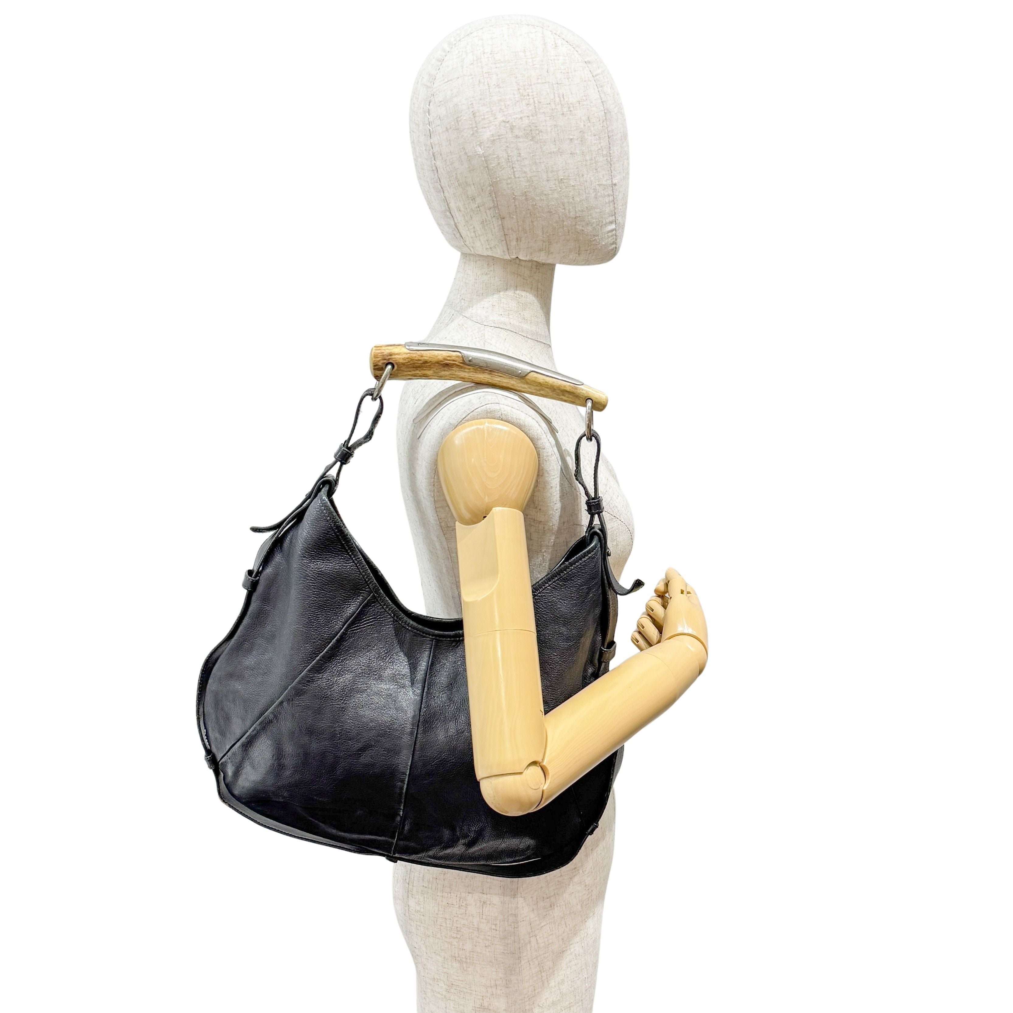 Mombasa Black Leather Shoulder Bag