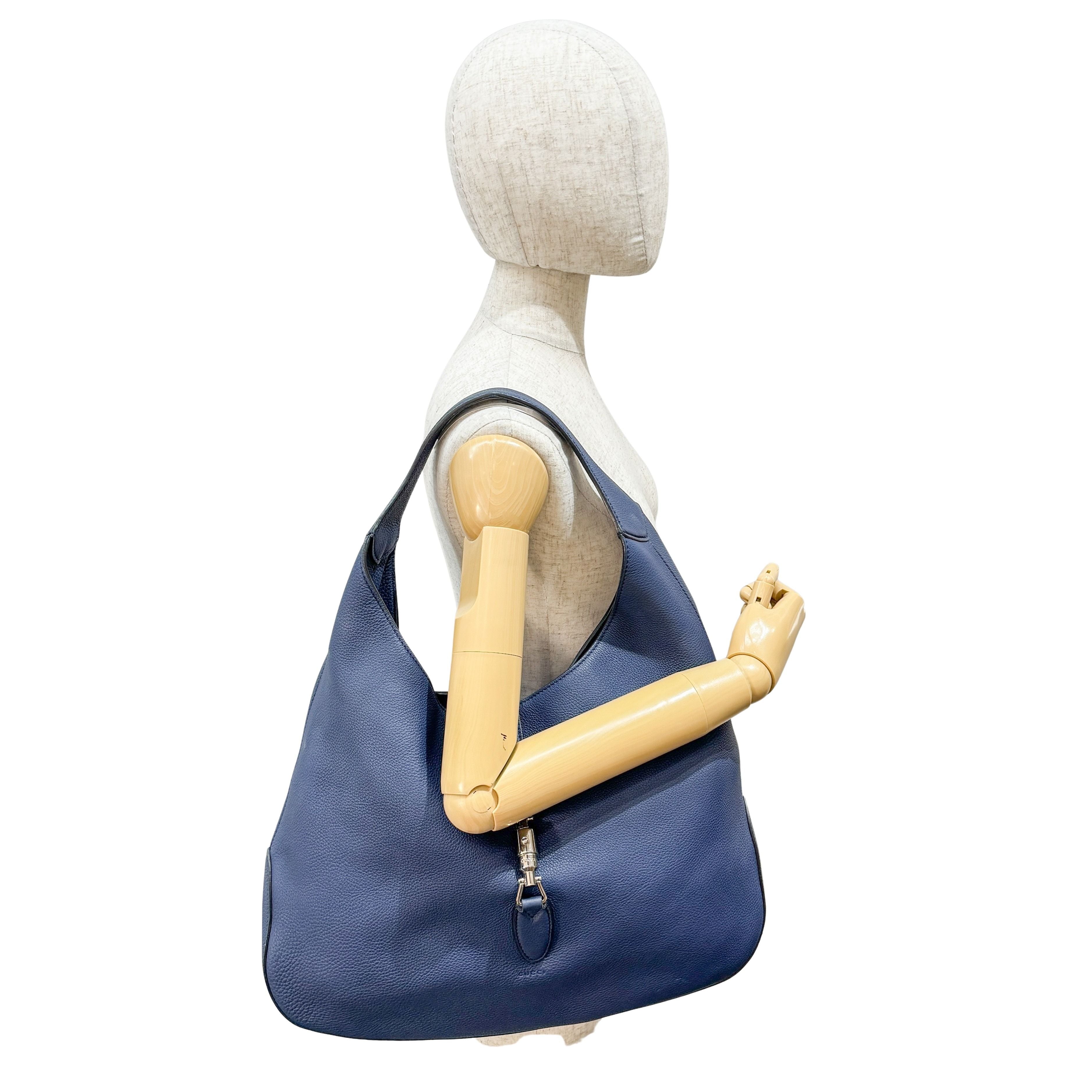 Jackie Blue Leather Shoulder Bag
