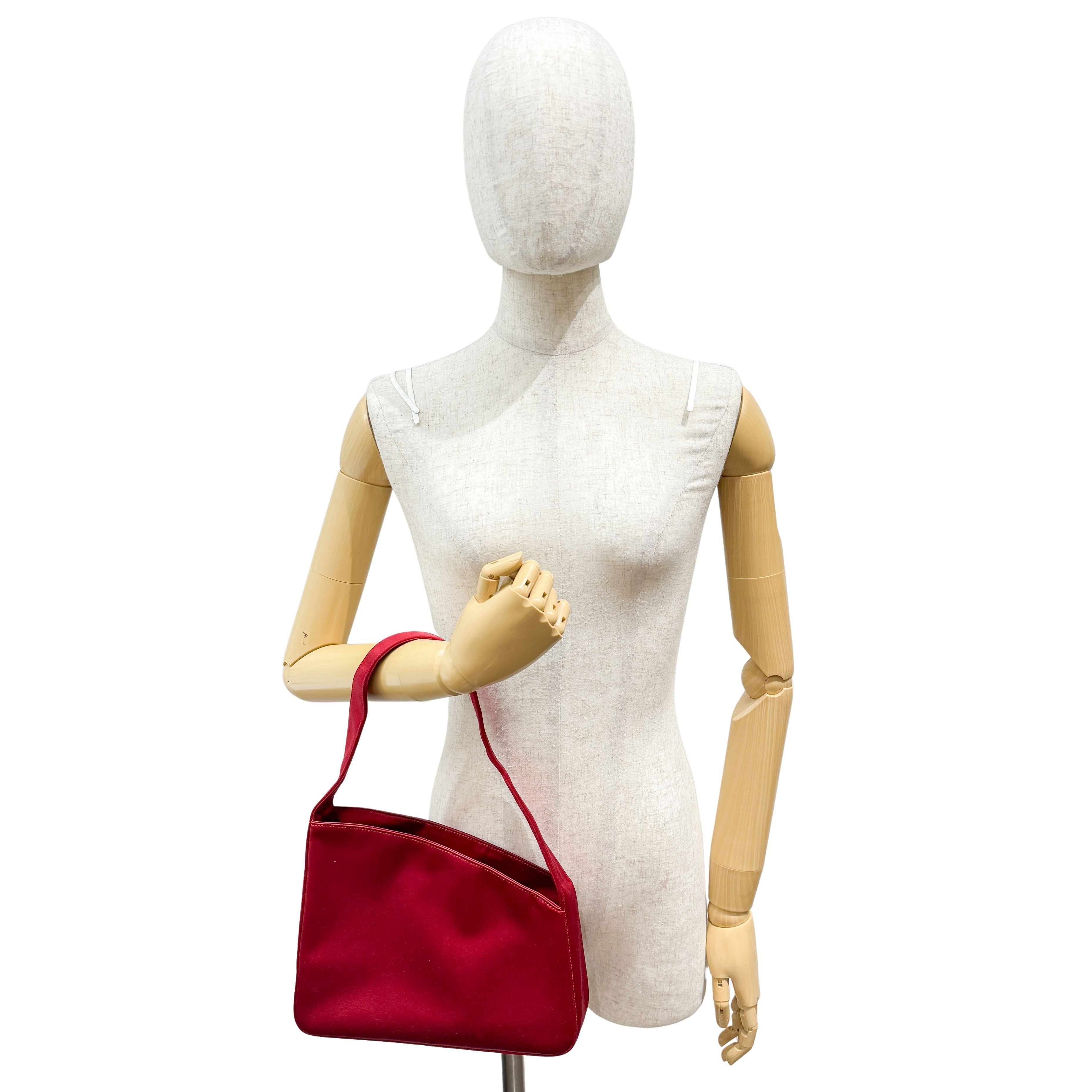 Vintage Red Triangle Satin Shoulder Bag