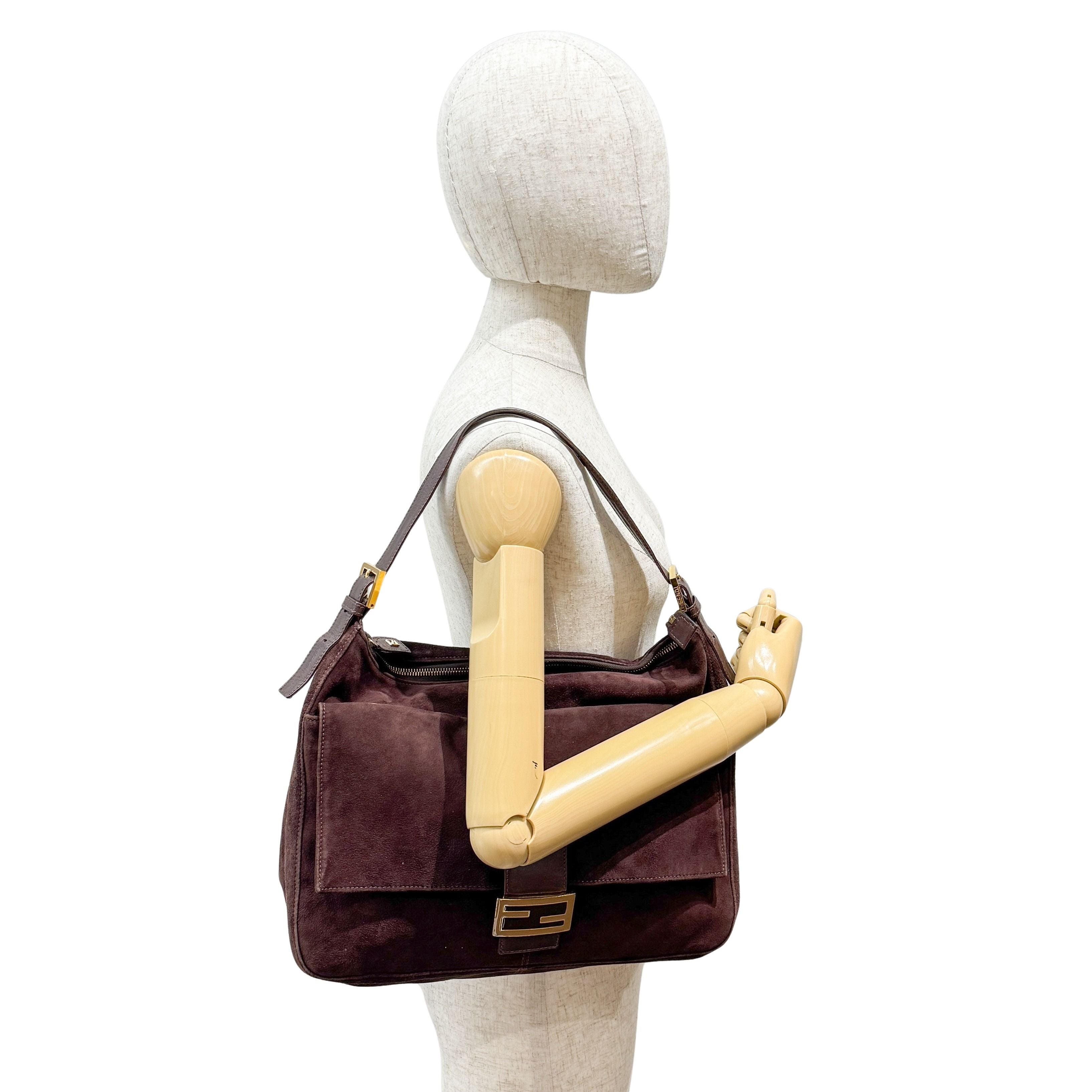 Mamma Baguette Brown Suede Shoulder Bag