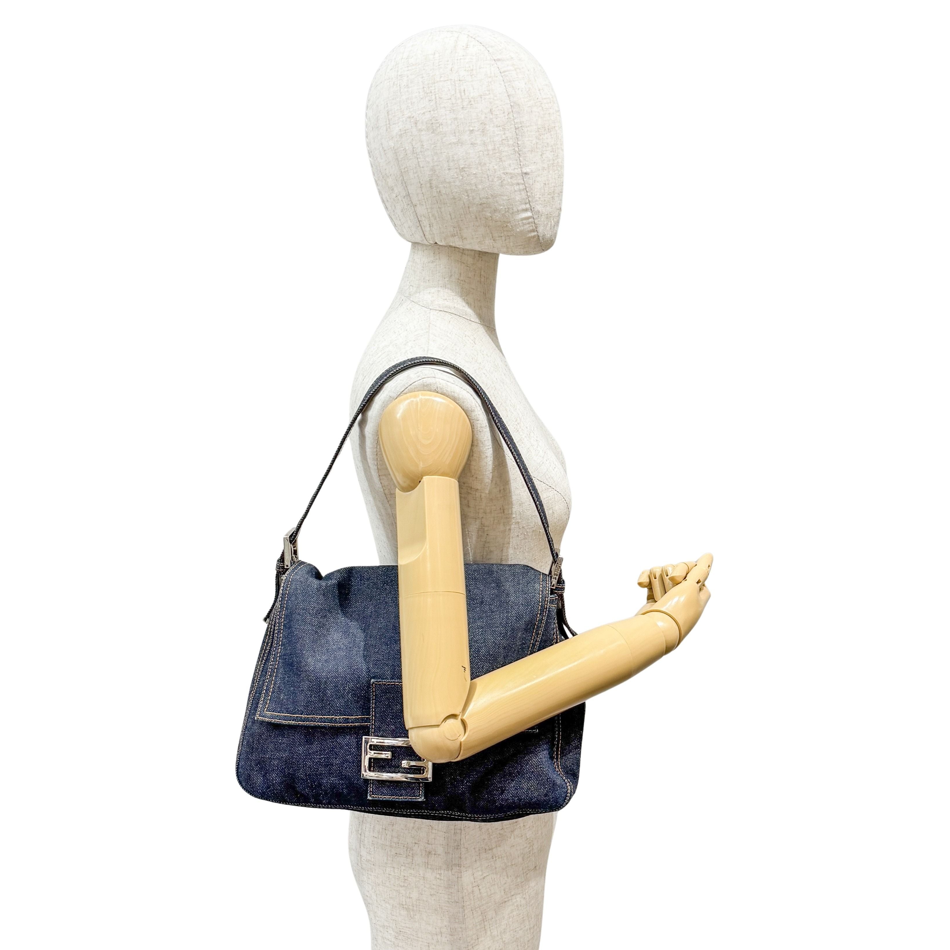 Mamma Baguette Blue Denim Shoulder Bag