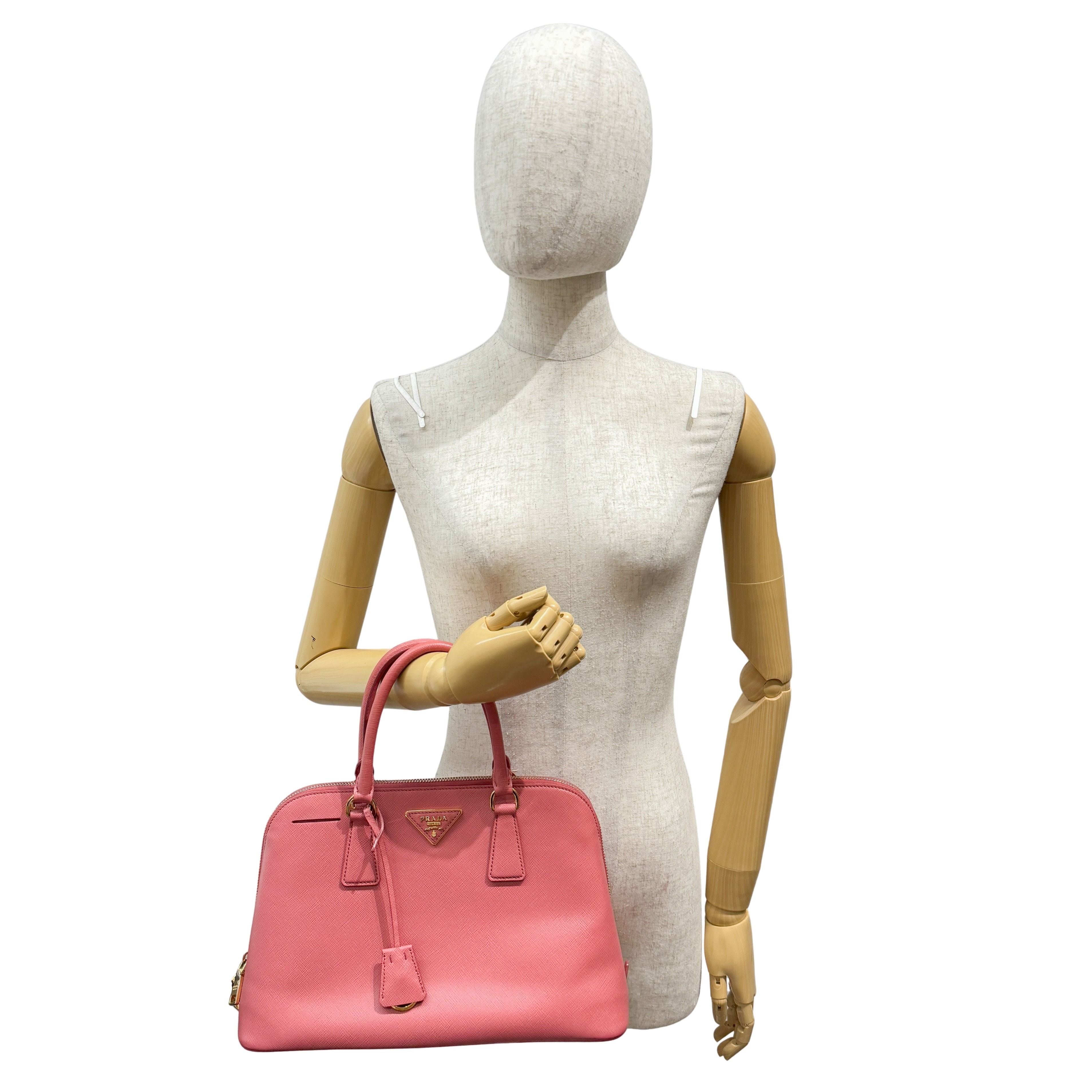 Saffiano Lux Pink Leather Two Way Bag