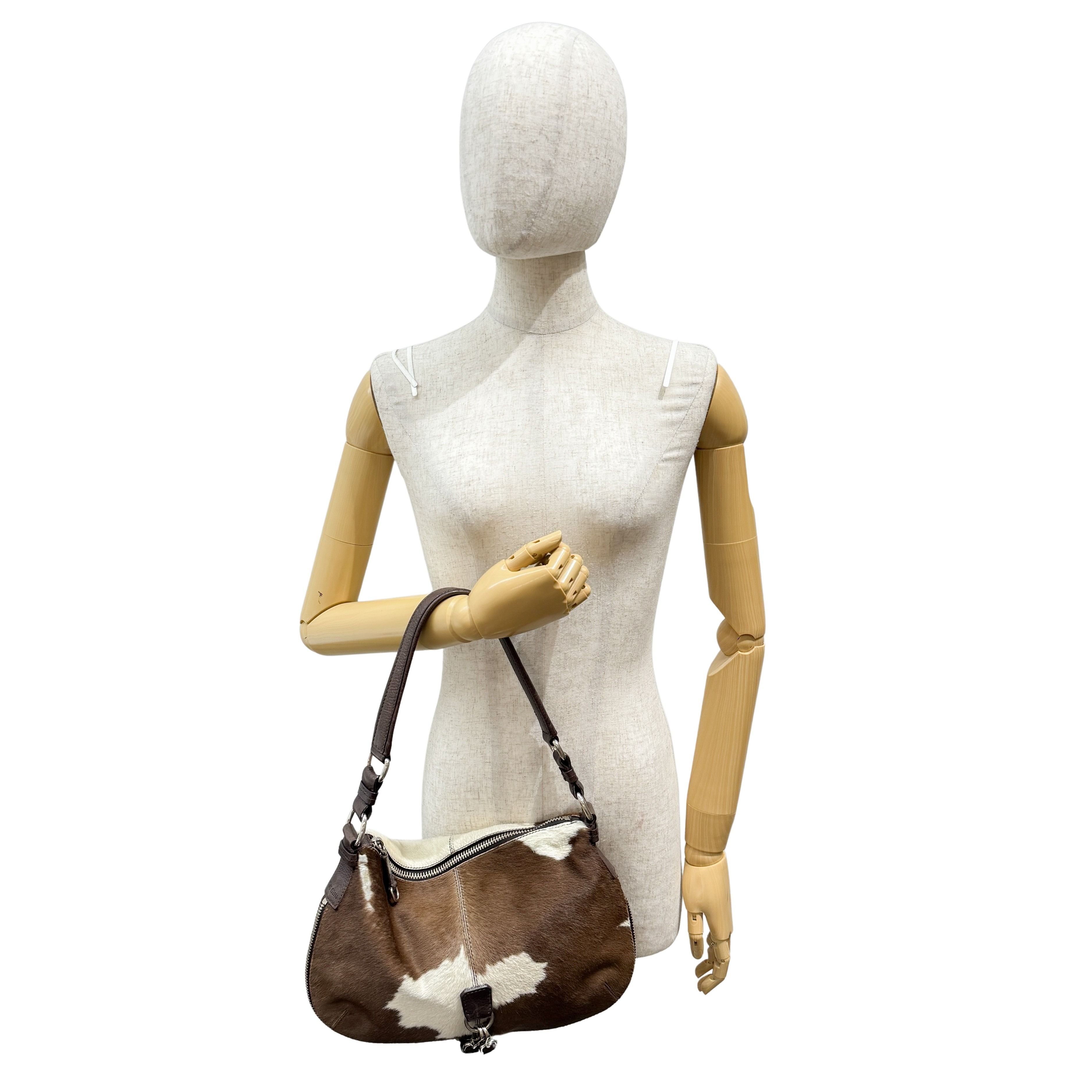 Beau Brown Cow Print Pony Hair Shoulder Bag