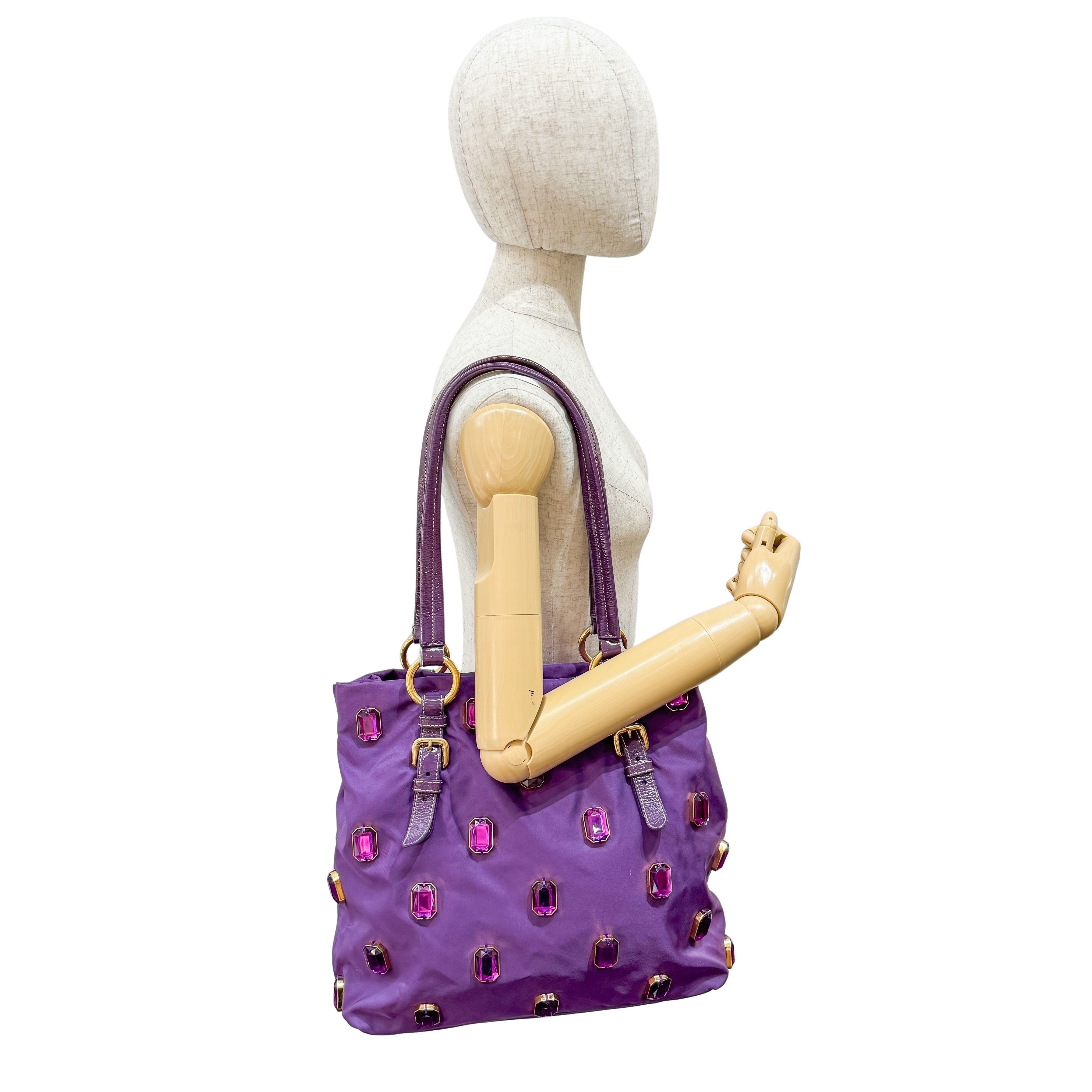 Vintage Purple Rhinenstone Satin Shoulder Bag