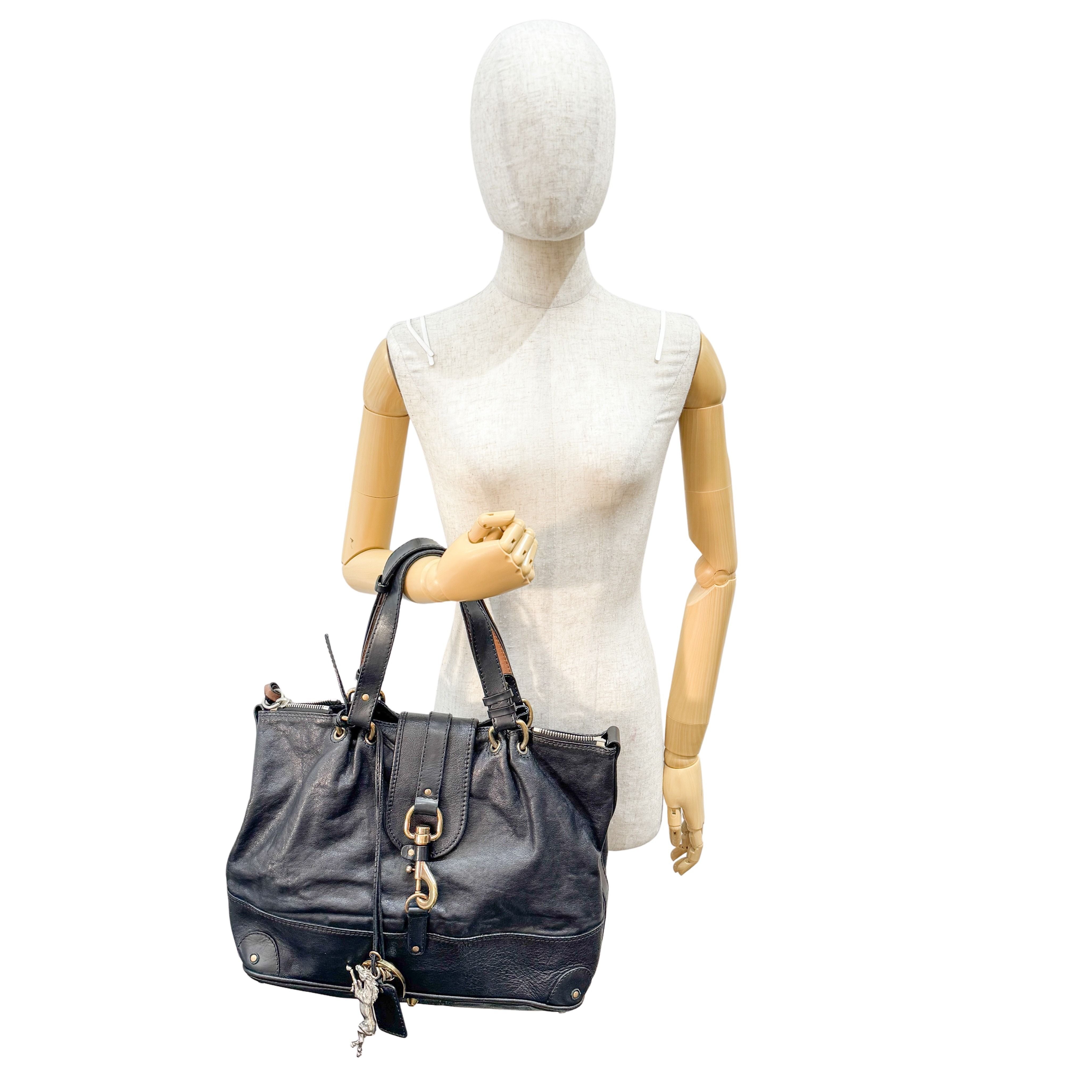 Kerala Black Leather Two Way Bag