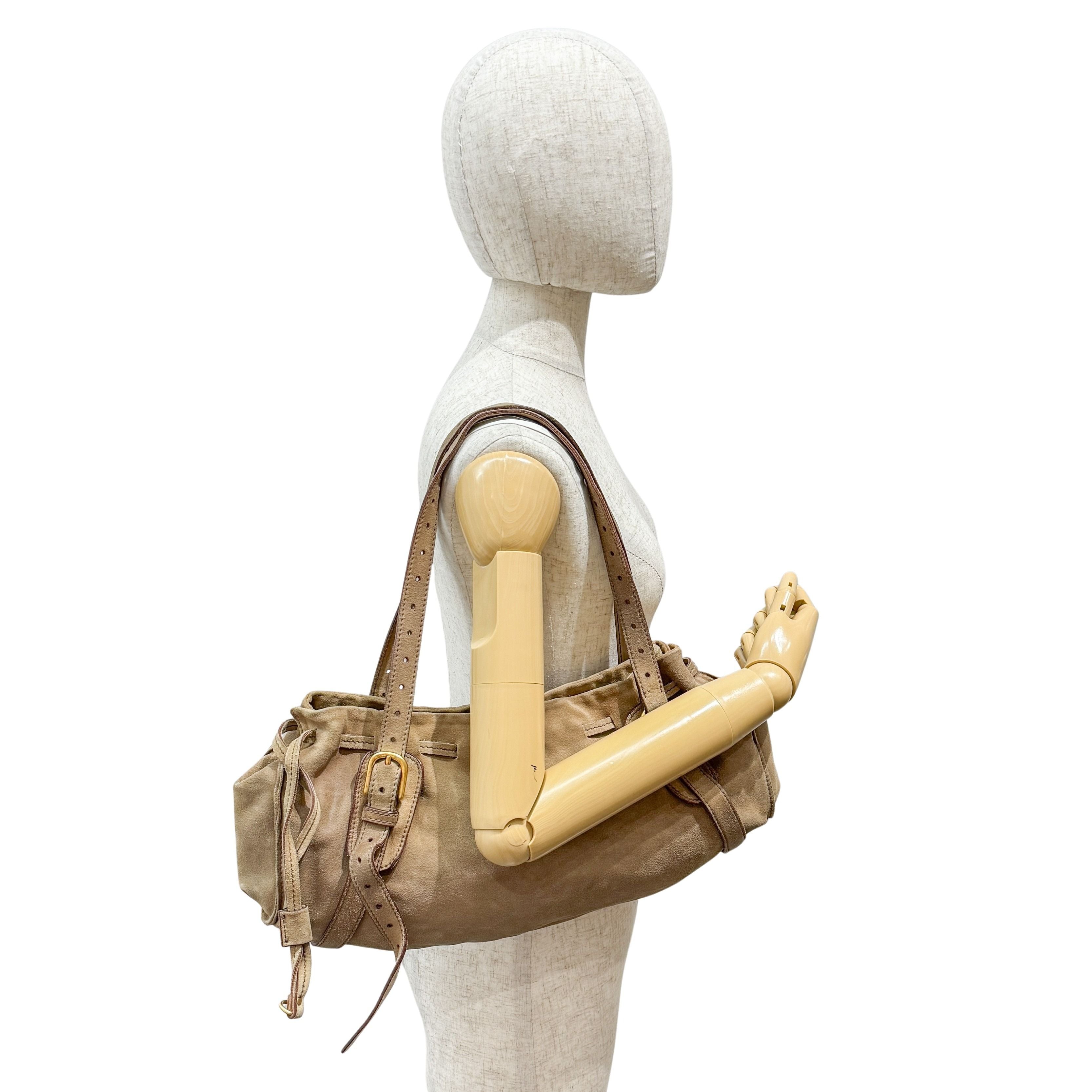 Archive Beige Suede Shoulder Bag