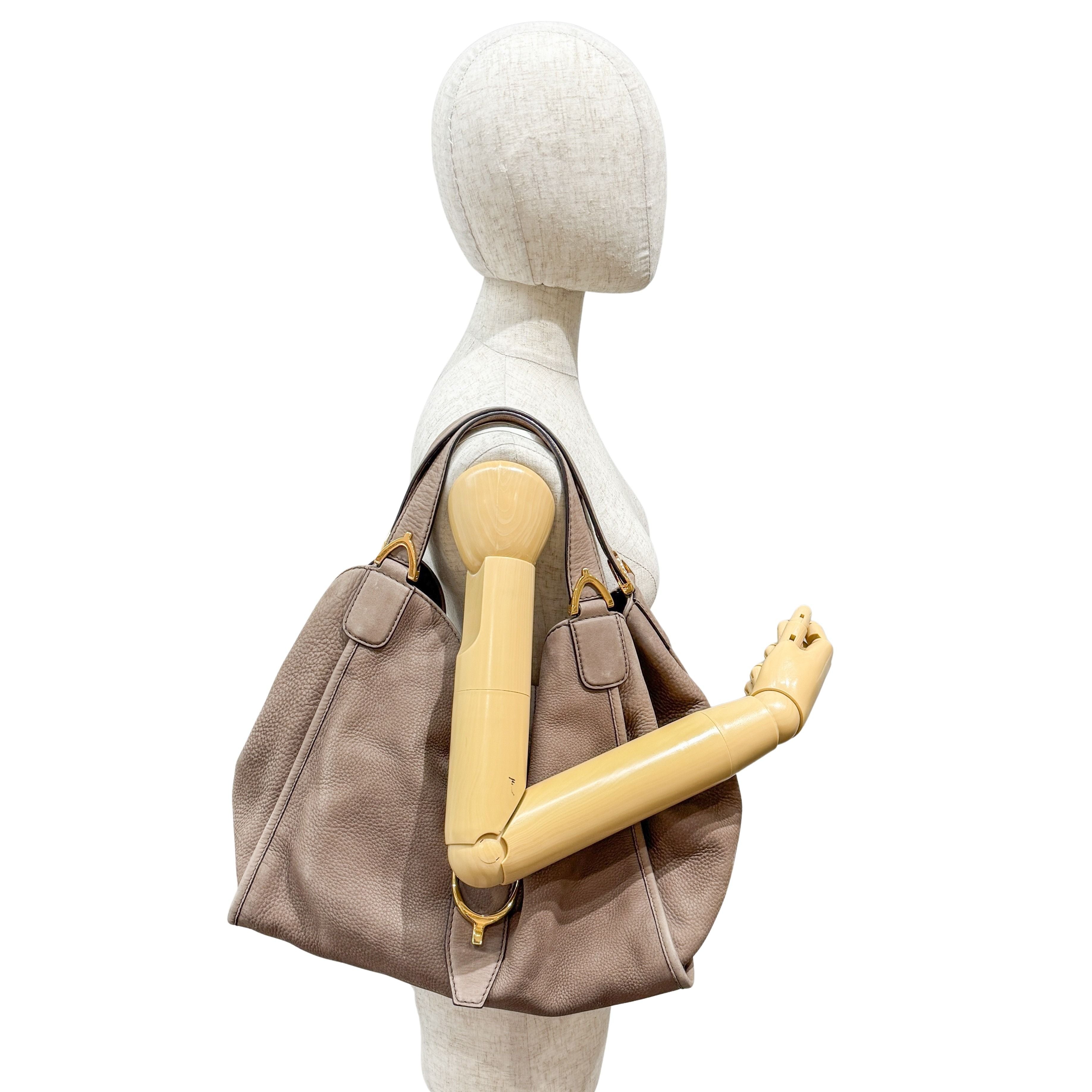 Stirrup Brown Nubuck Leather Shoulder Bag