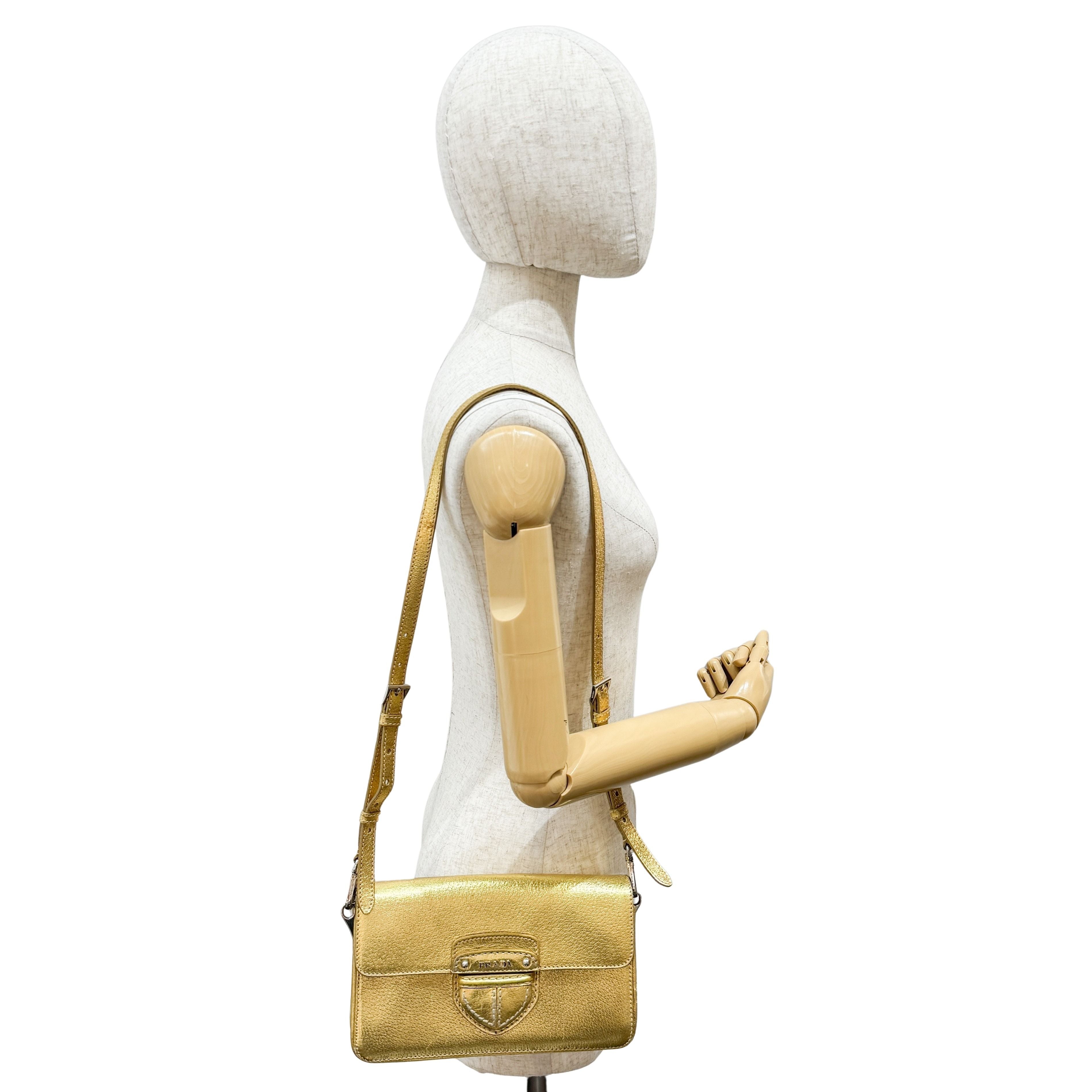 Gold Leather Shoulder Bag