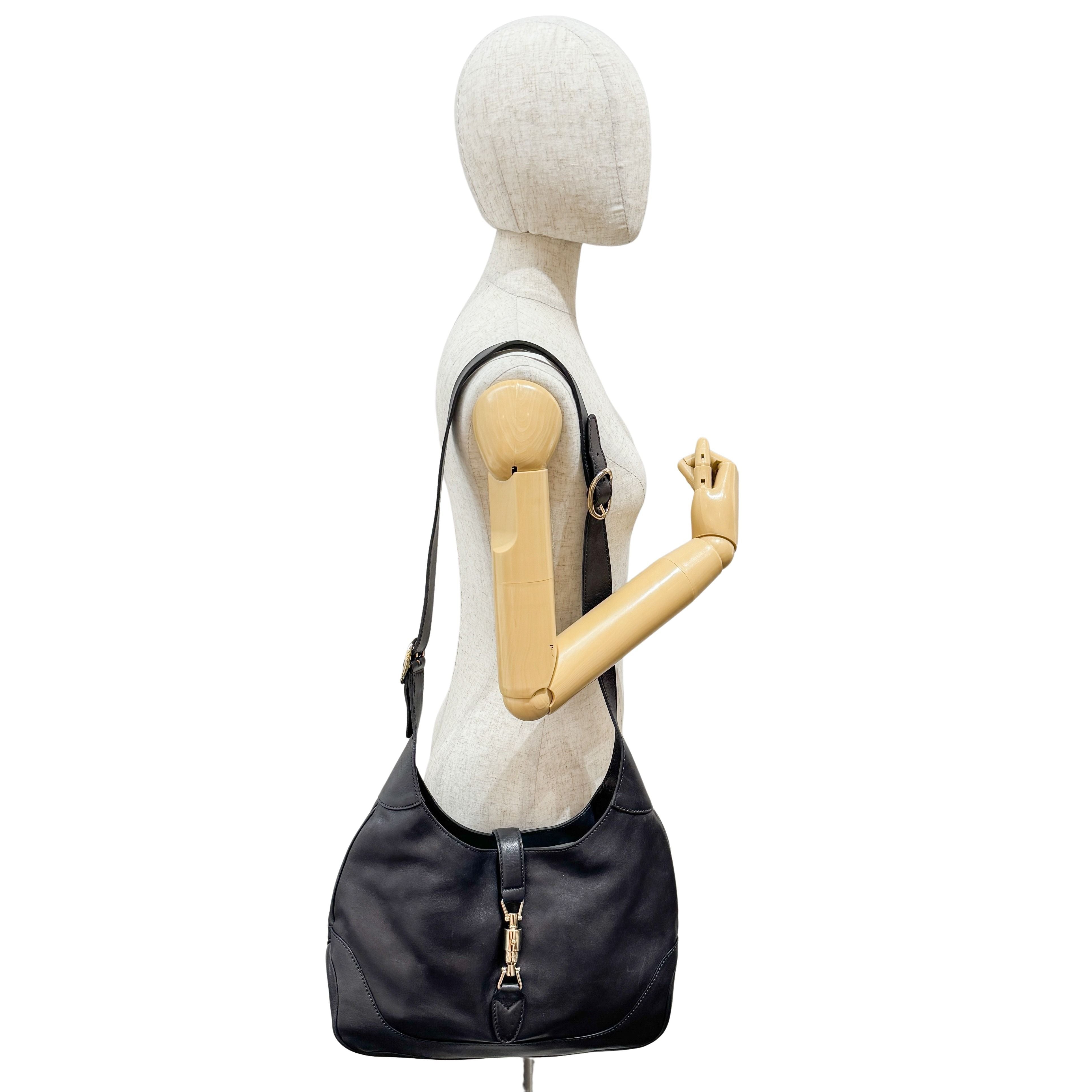 Jackie Black Leather Shoulder Bag