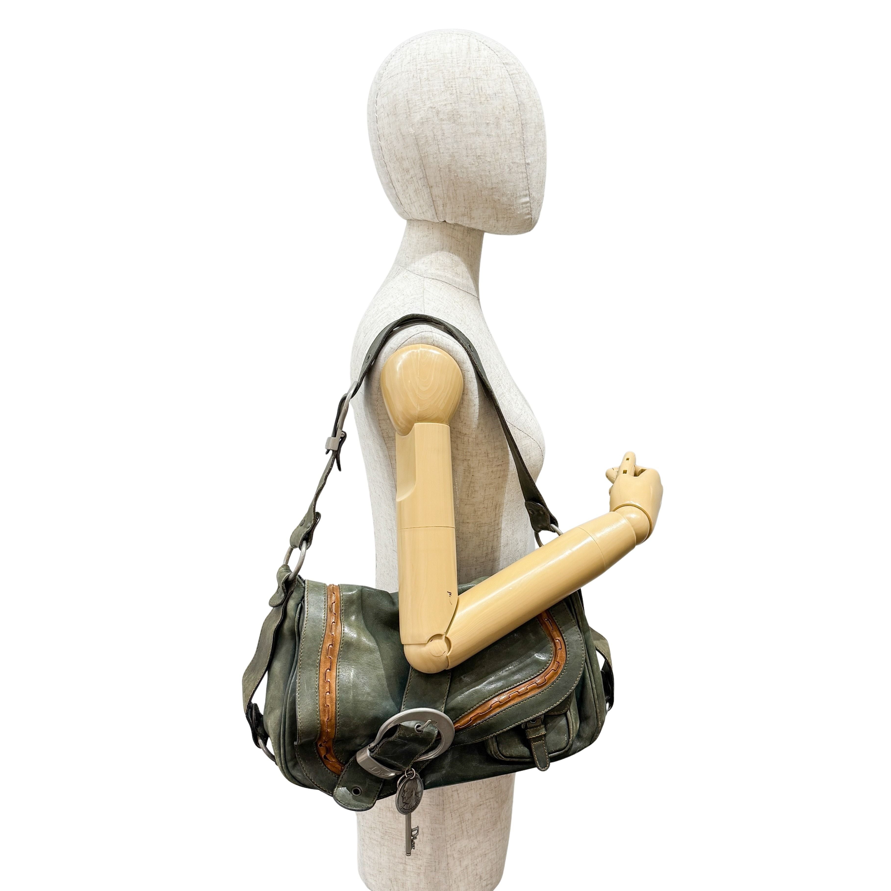 Gaucho Green Calfskin Leather Shoulder Bag