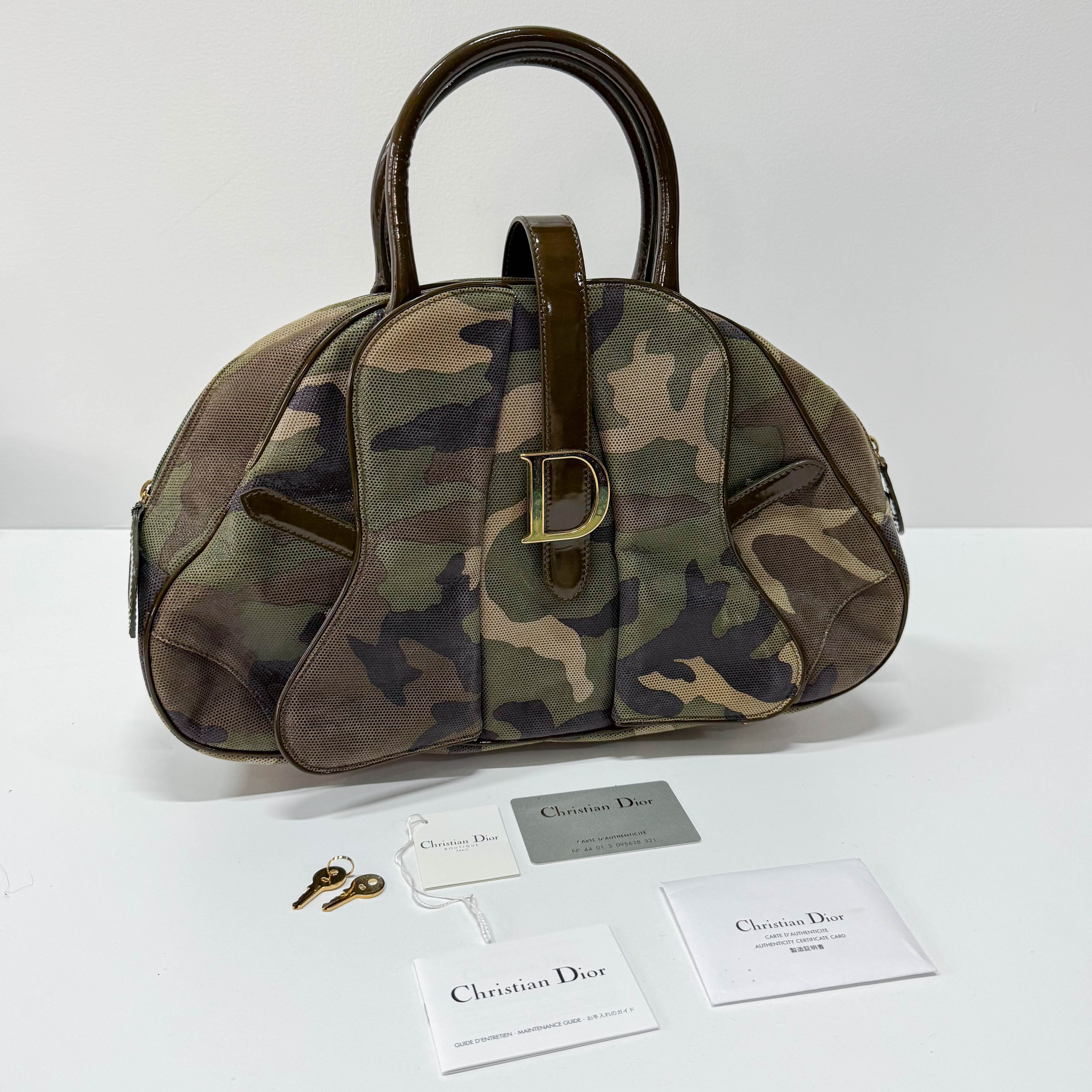 Vintage Green Camouflage Canvas Hand Bag