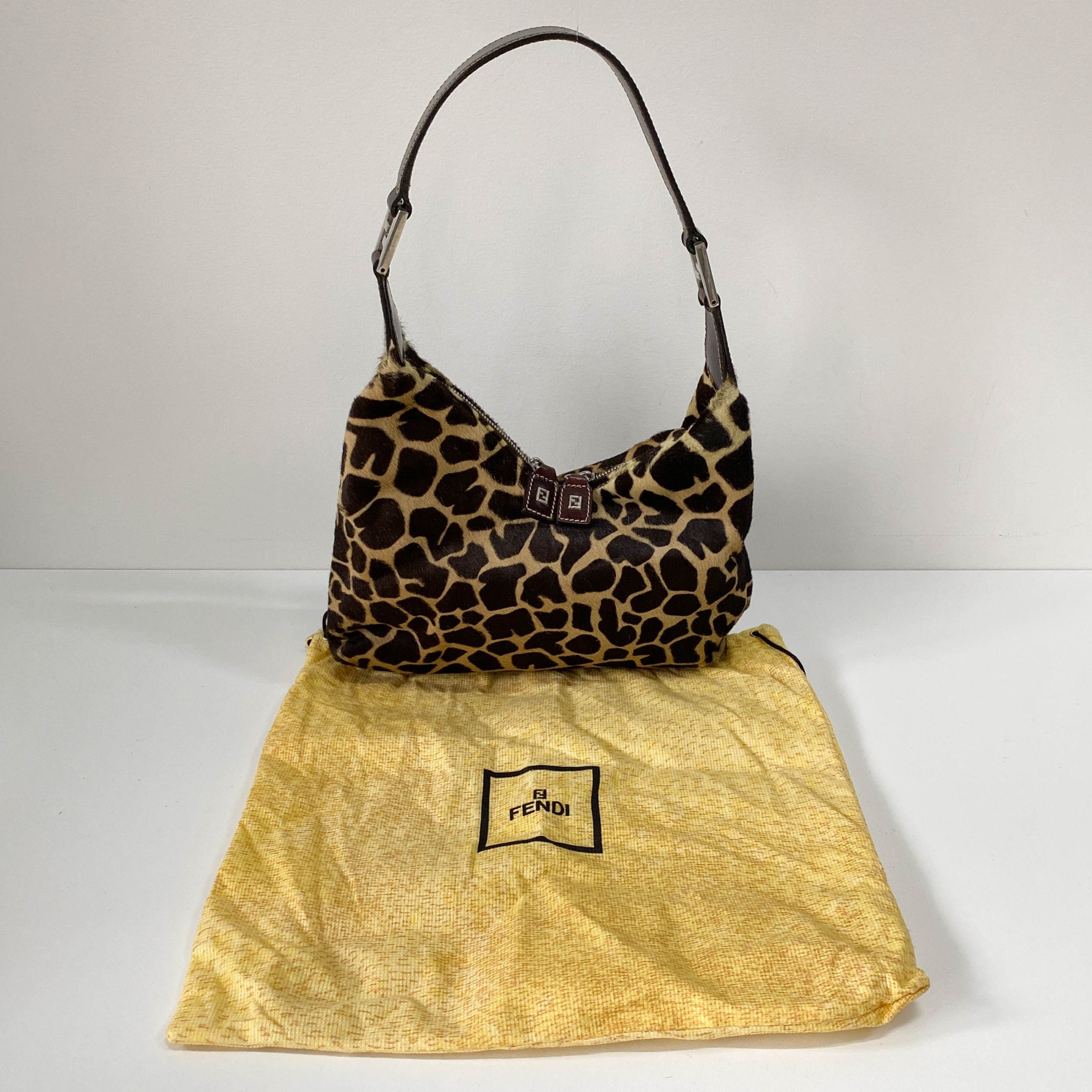 Zucca Giraffe Print Pony Hair Shoulder Bag