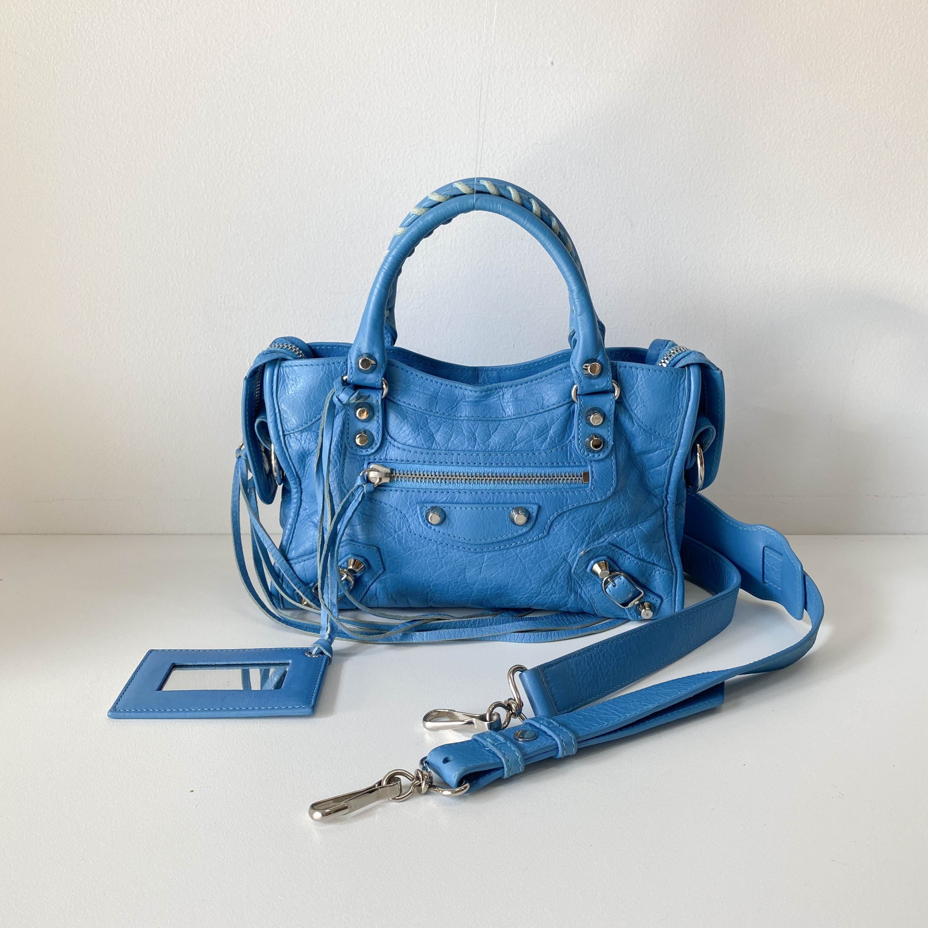 Mini City Blue Leather Two Way Bag