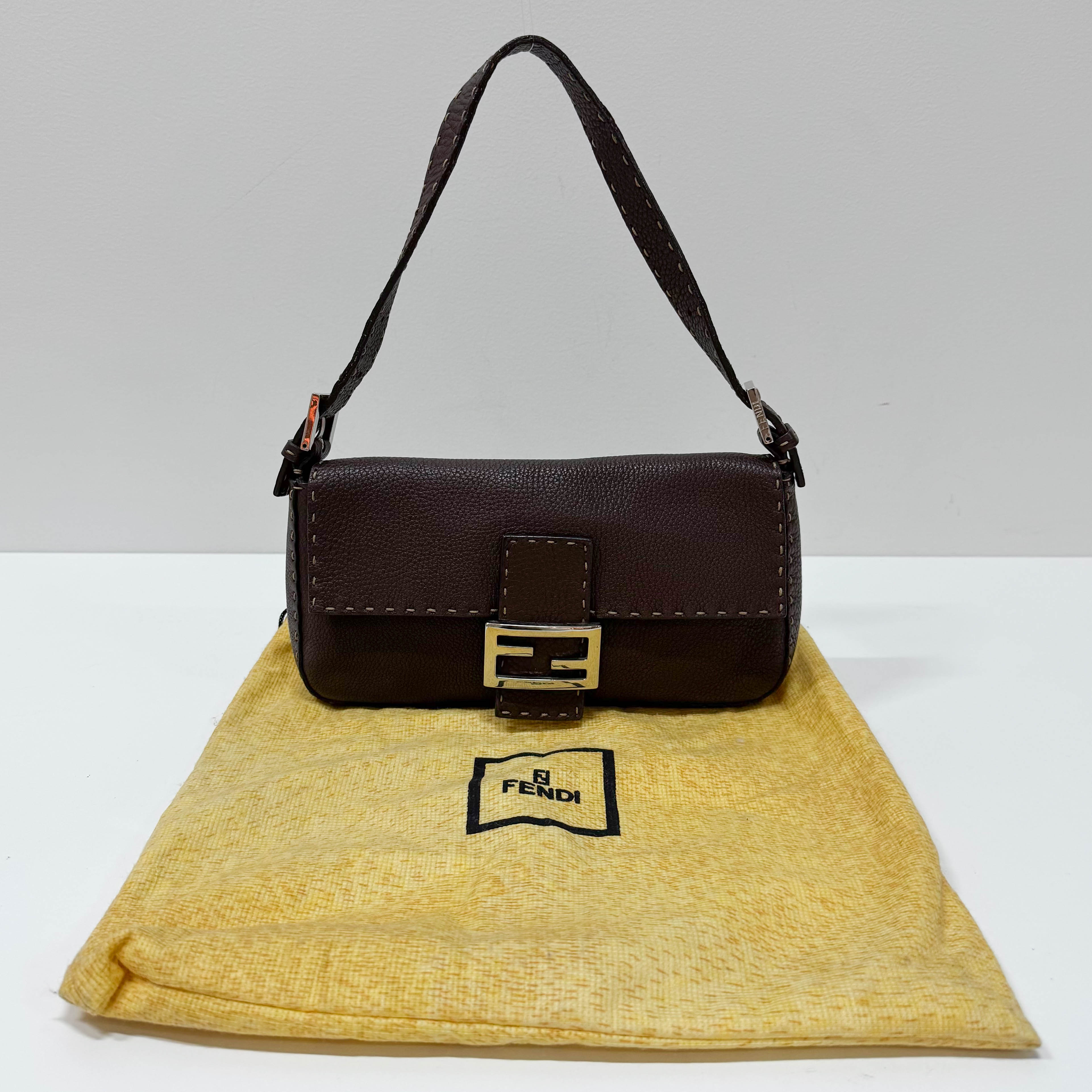 Selleria Baguette Brown Leather Shoulder Bag