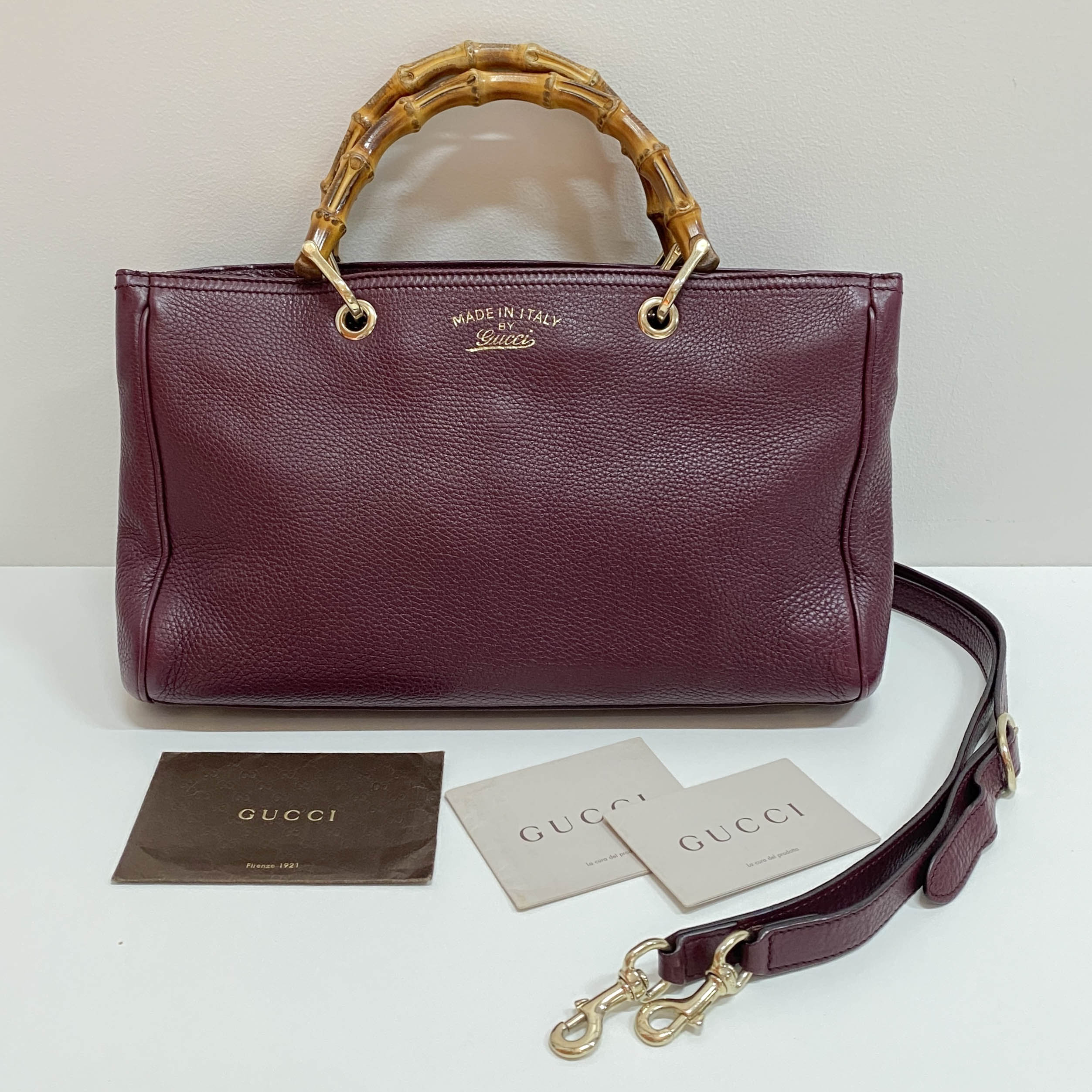 Bamboo Shopper Burgundy Leather Two Way Bag