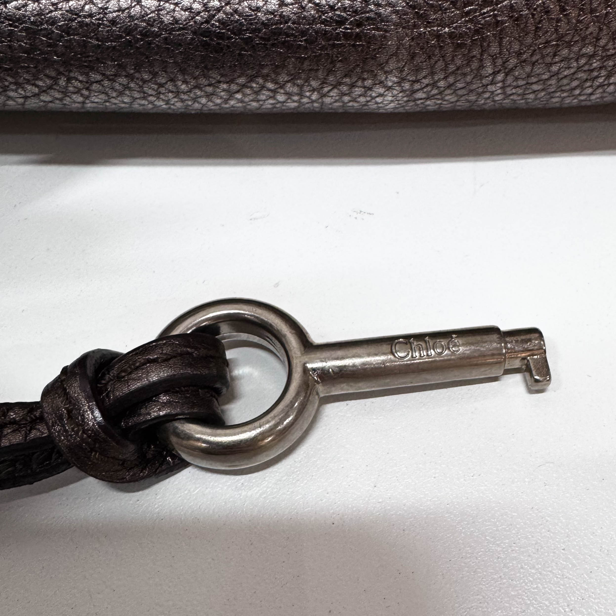 Mini Paddington Rose/Black Metallic Calfskin Leather Hand Bag