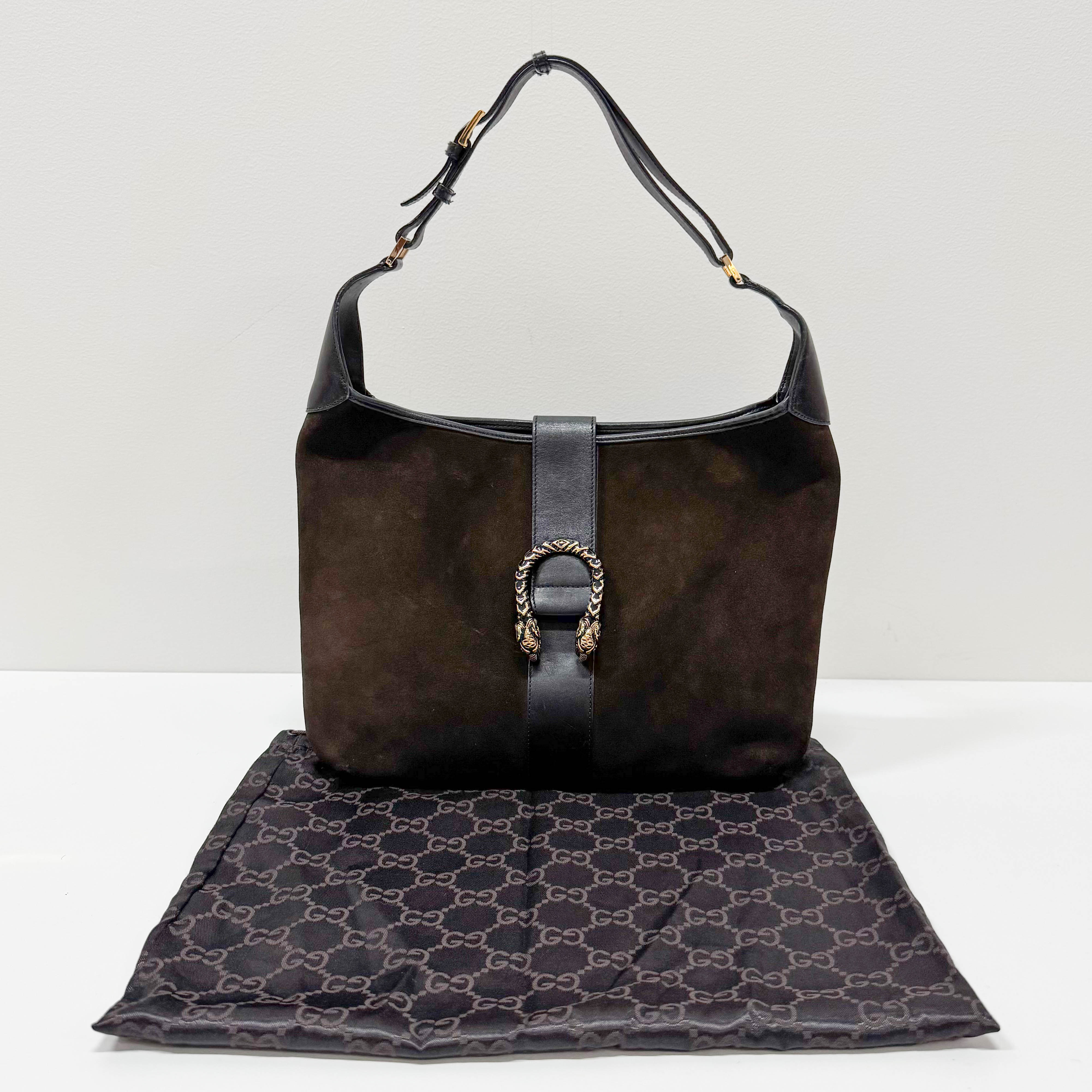 Dionysus Dark Brown Suede Hobo Bag