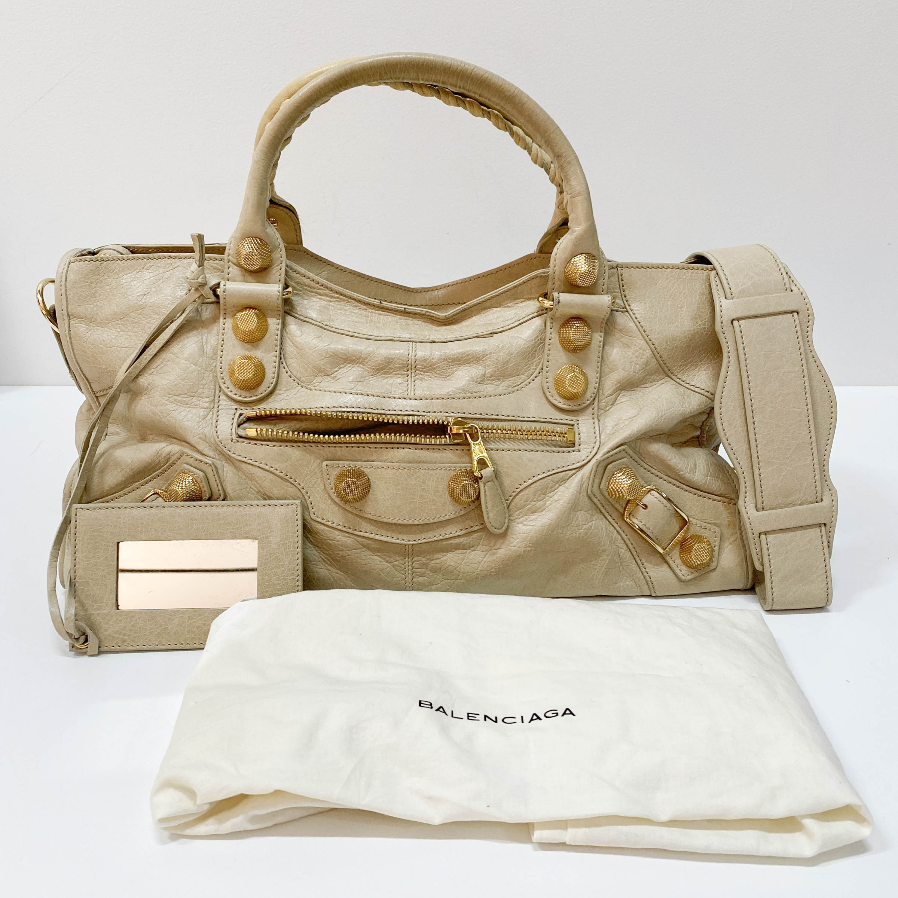 The Part Time Light Beige Calfskin Leather Two Way Bag