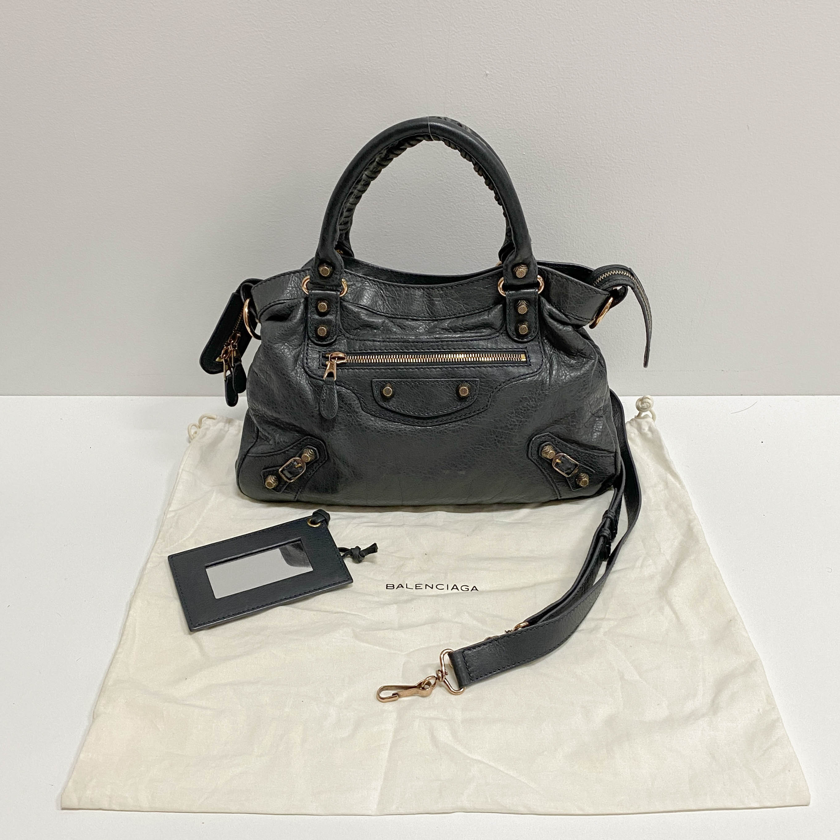The Town Grey Calfskin Leather Two Way Bag