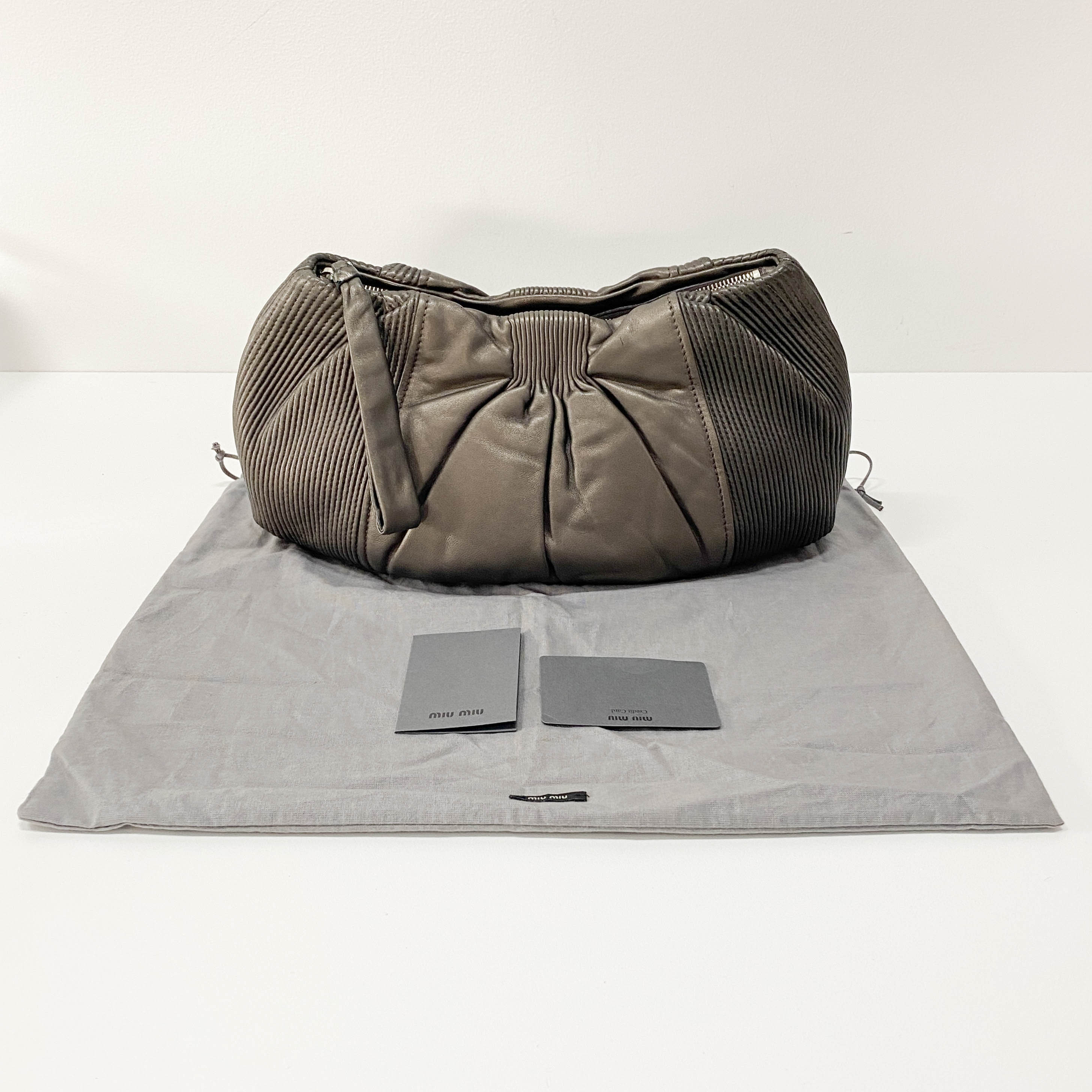 Metallic Grey Leather Clutch Bag