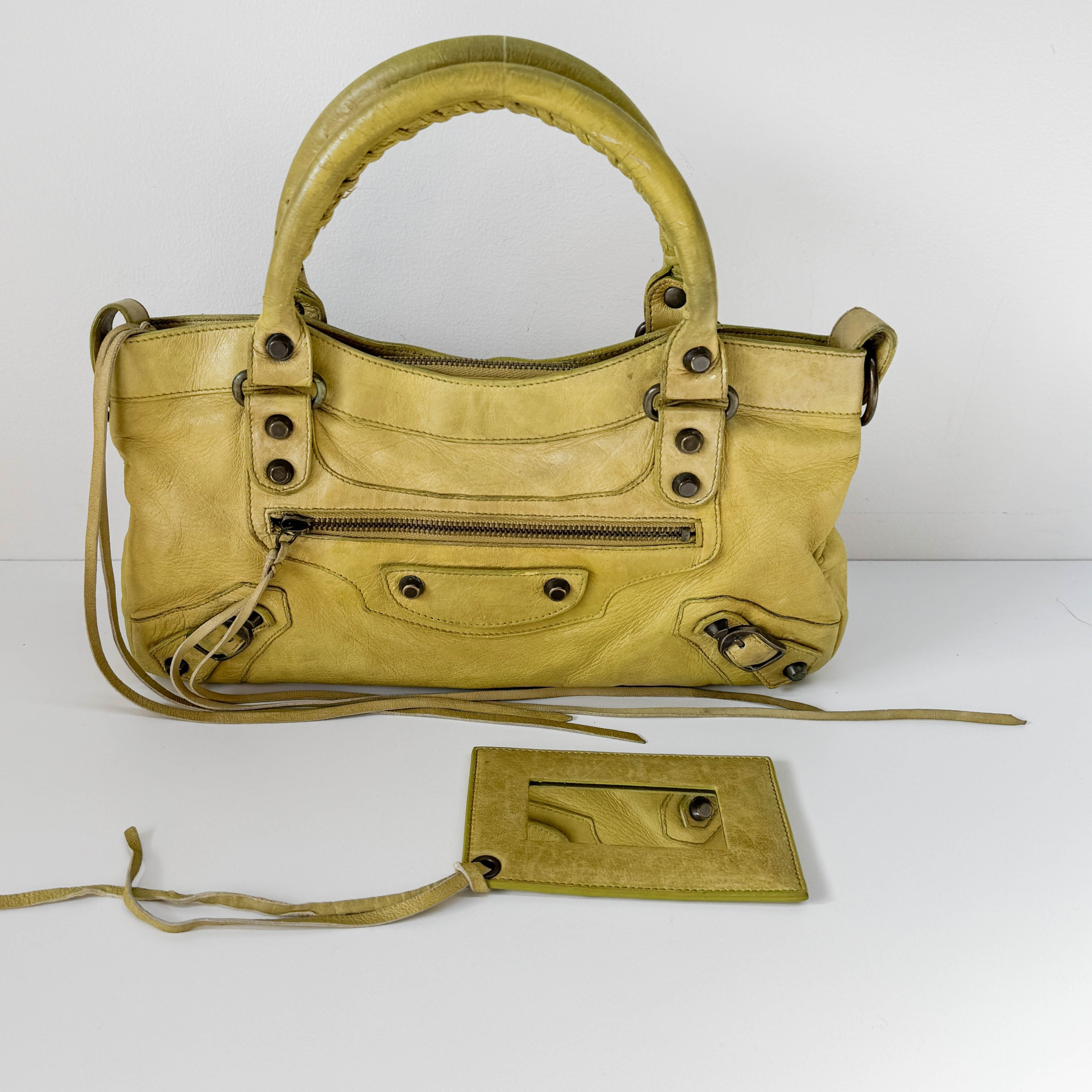 The First Soft yellow Calfskin Leather Two Way Bag