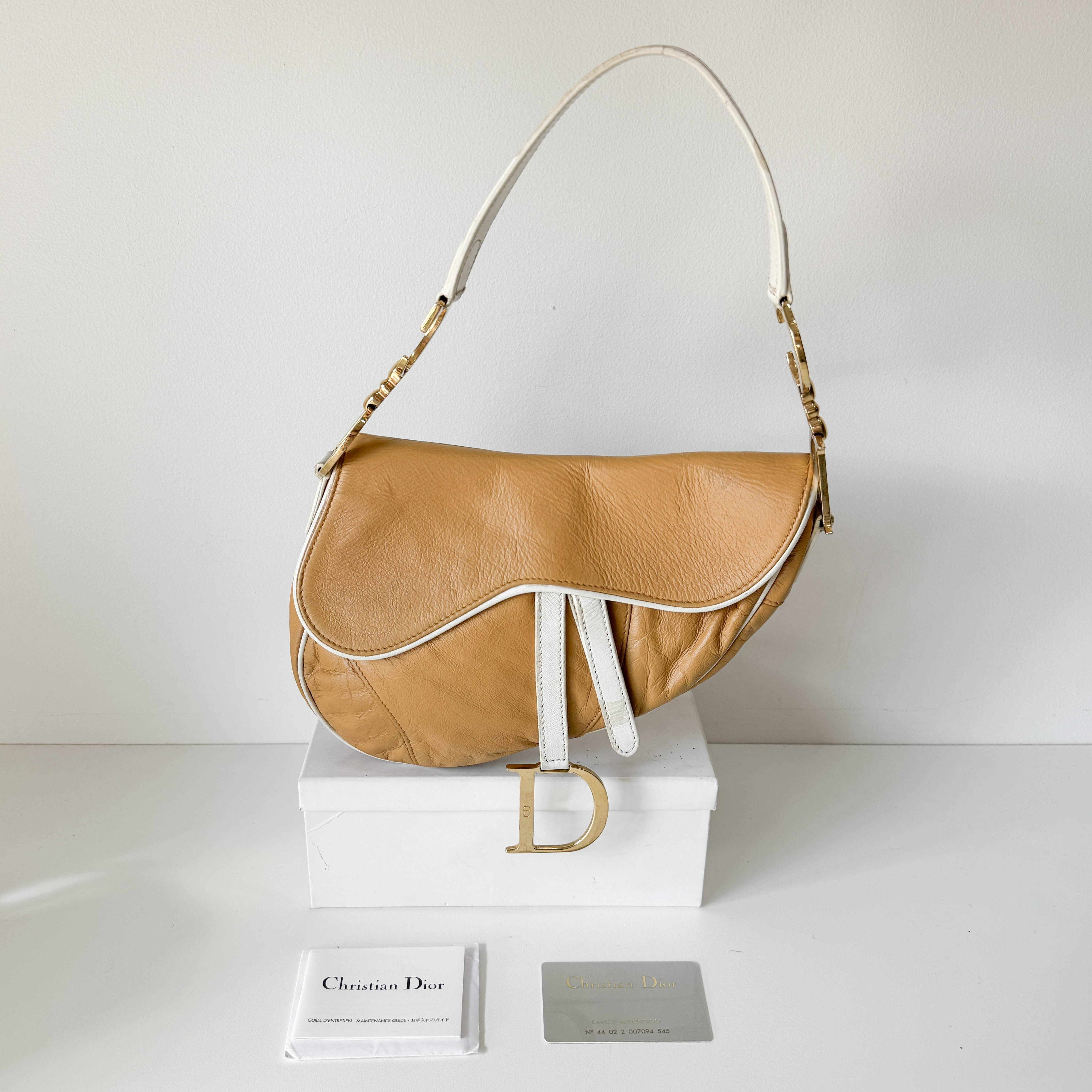 Saddle Beige Leather Shoulder Bag