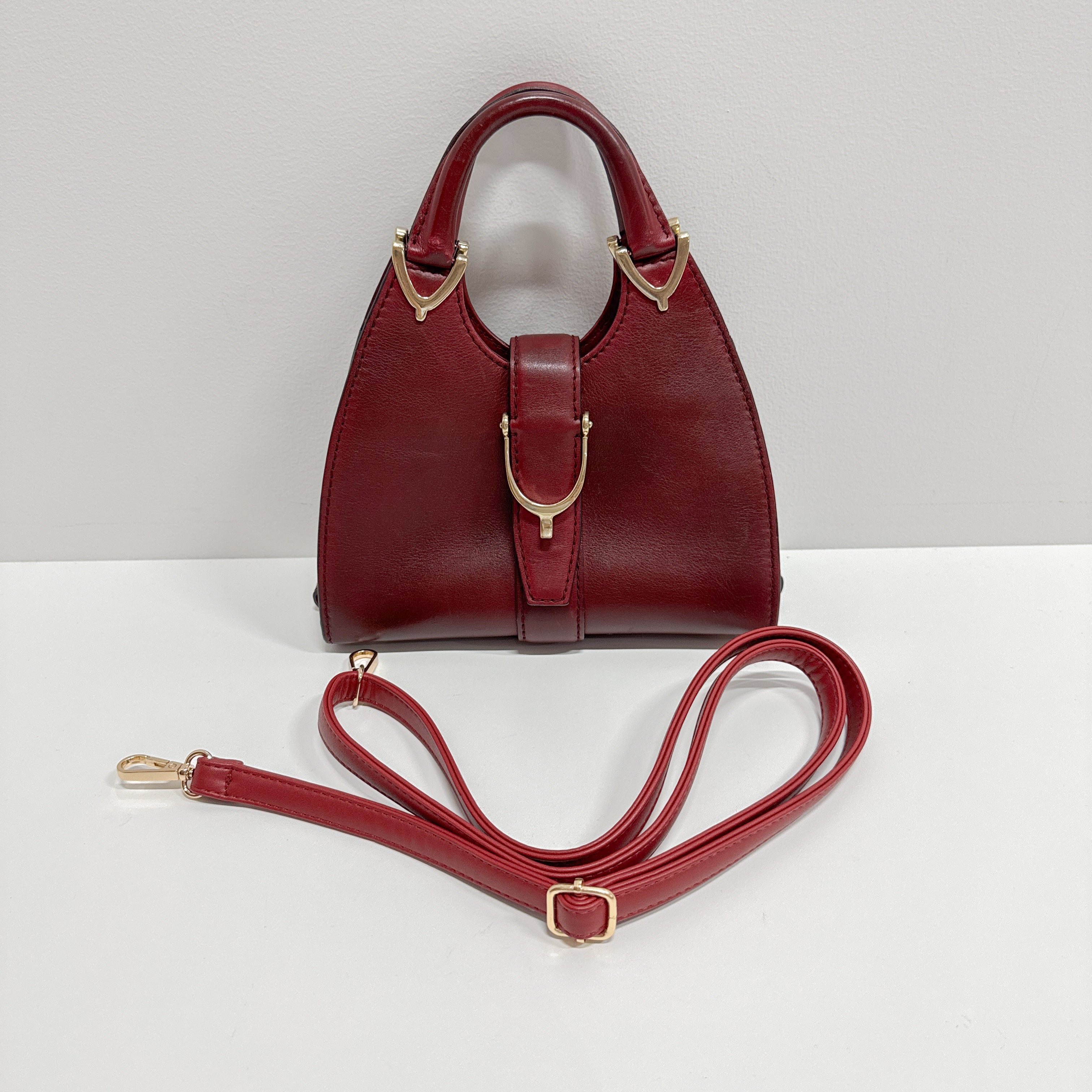 Stirrup Burgundy Leather Handbag