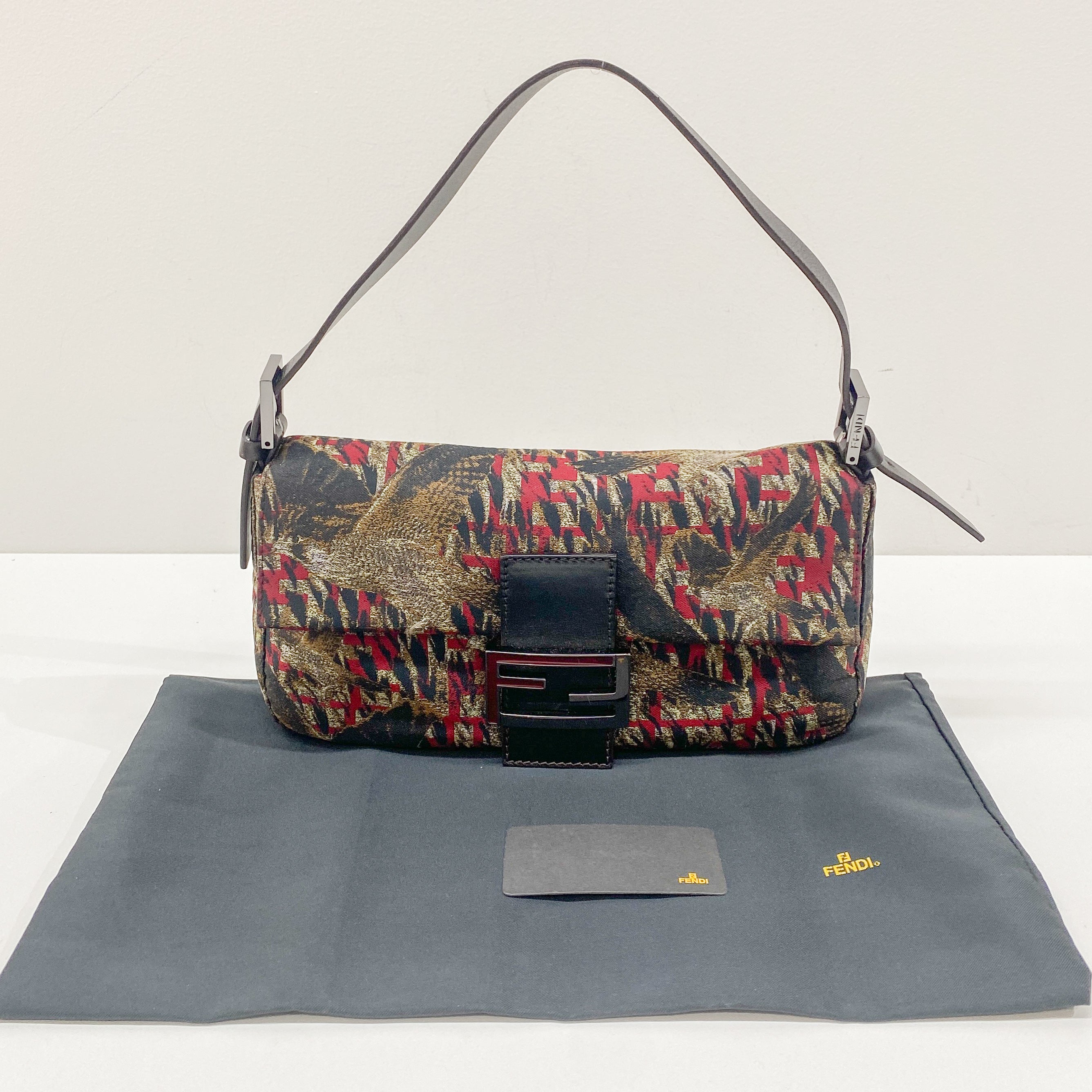 Baguette Multi-color Canvas Shoulder Bag