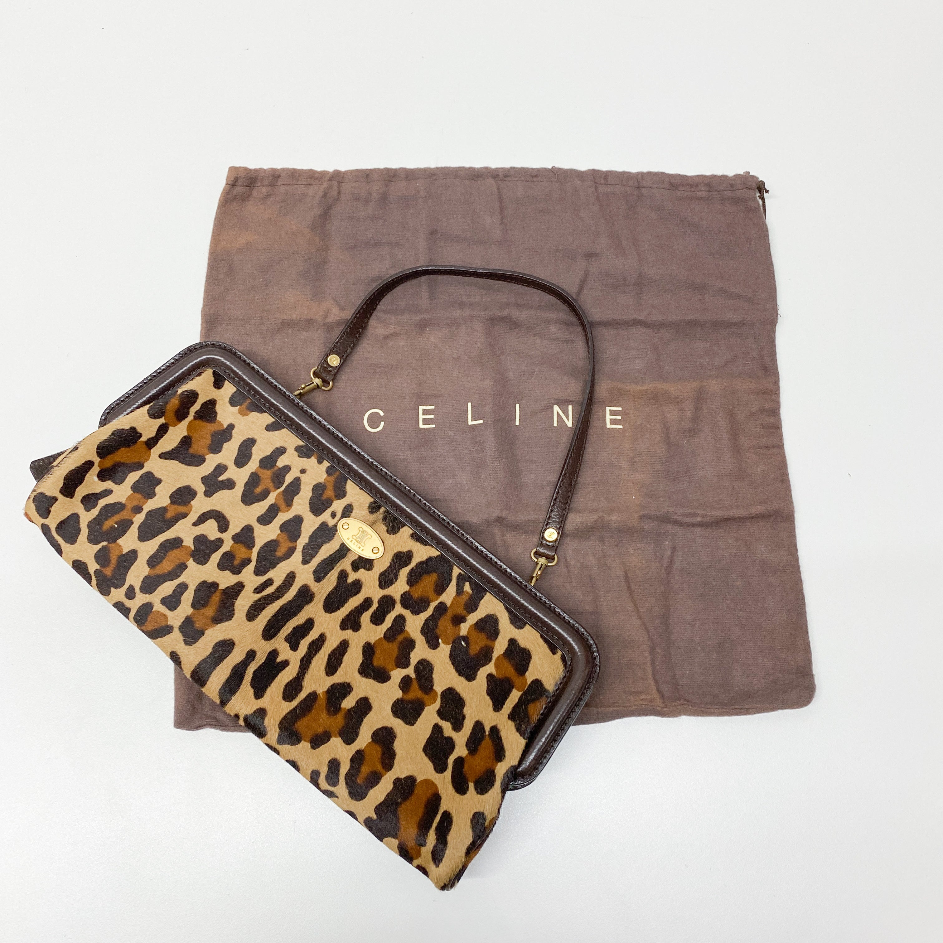 Vintage Brown Leopard Print Pony Hair Two Way Bag