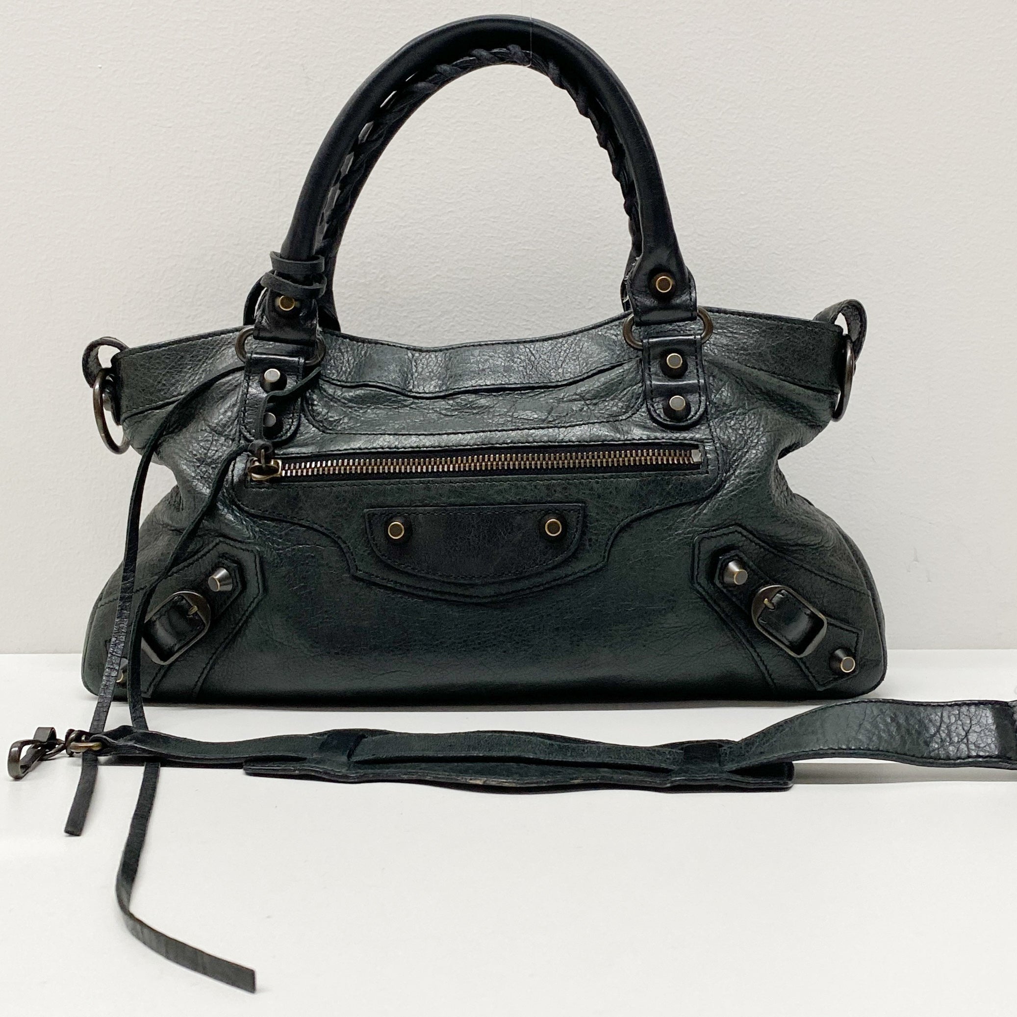 Mini City Black Calfskin Leather Two Way Bag