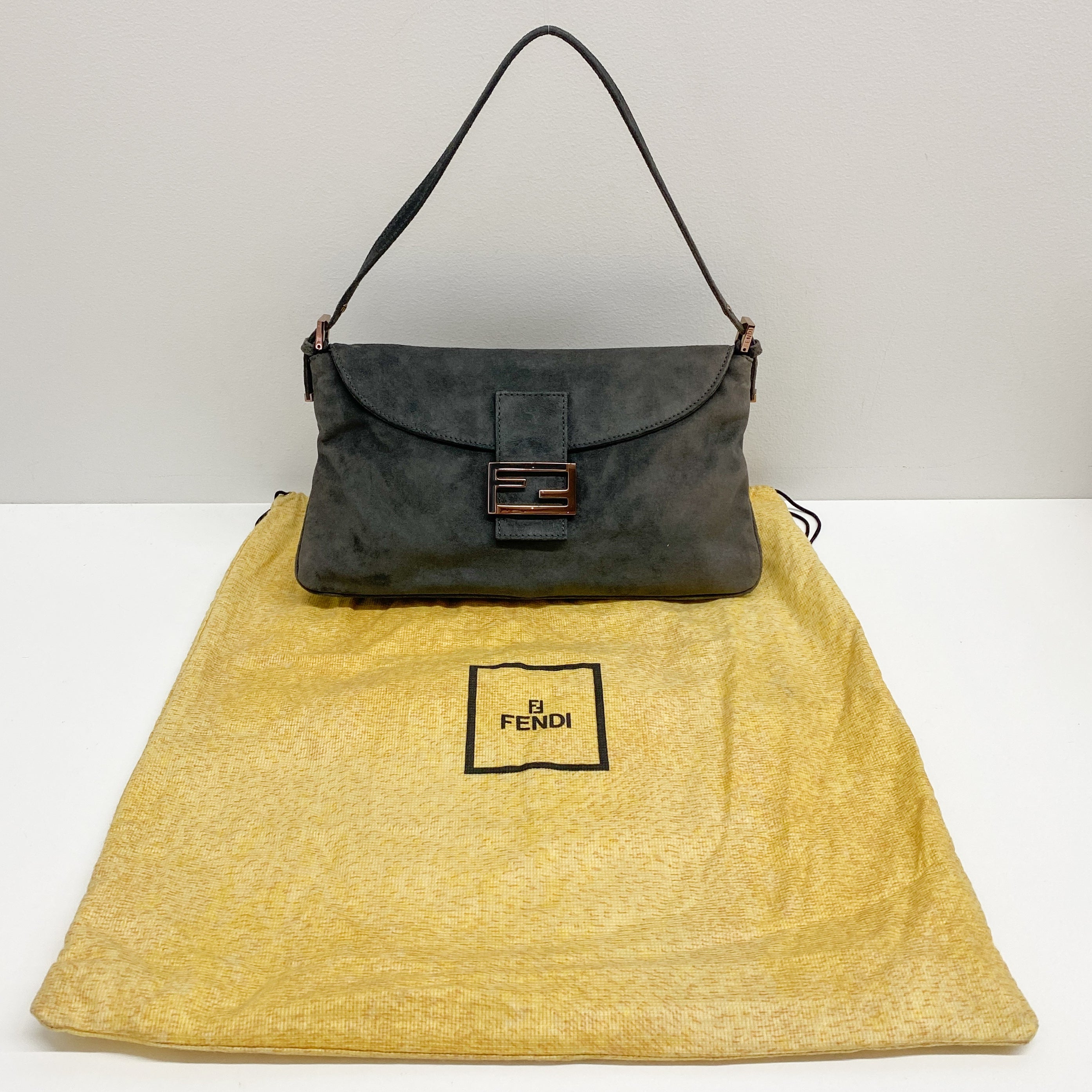 Vintage Grey Suede Shoulder Bag