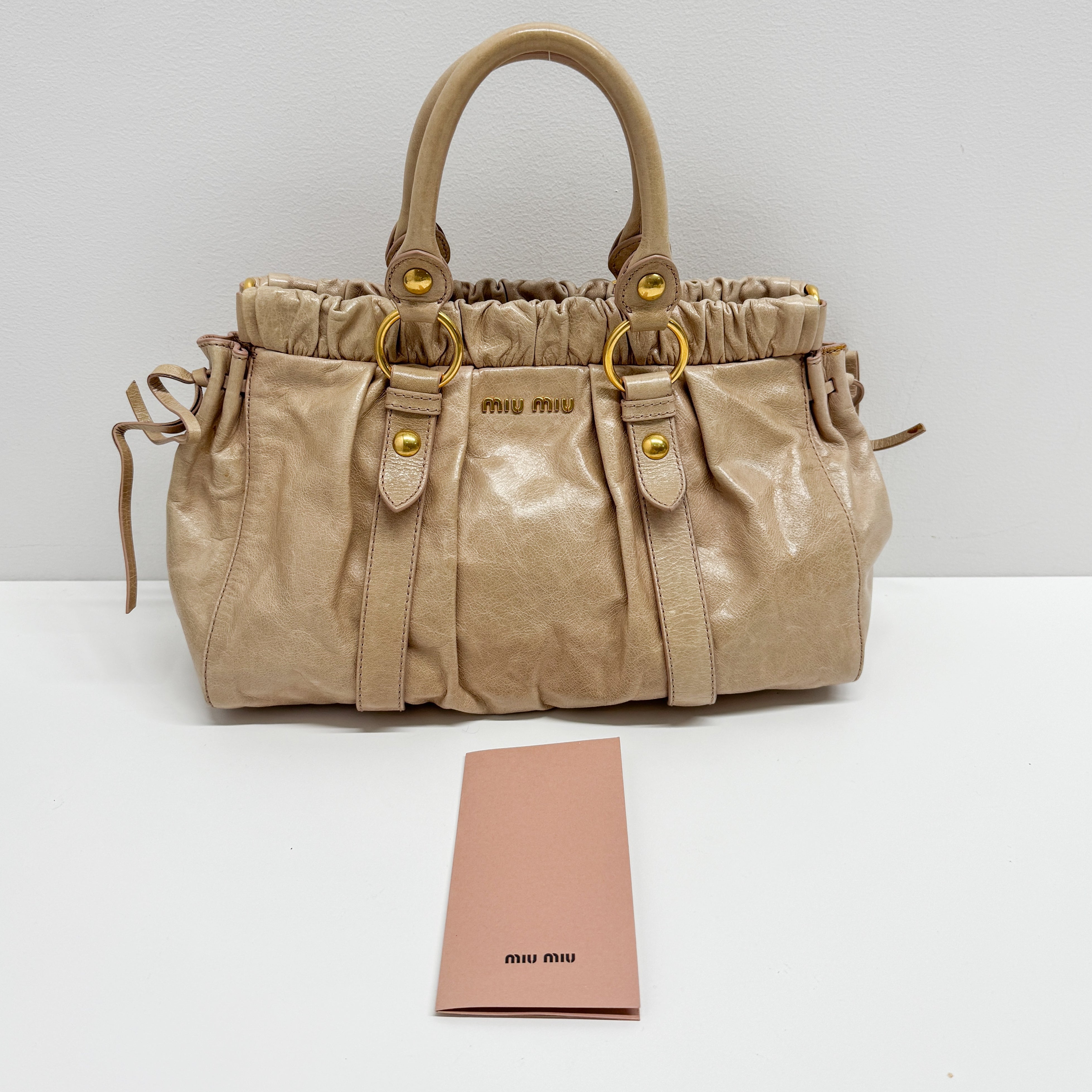 Vitello Bauletto Pink Leather Handle Bag