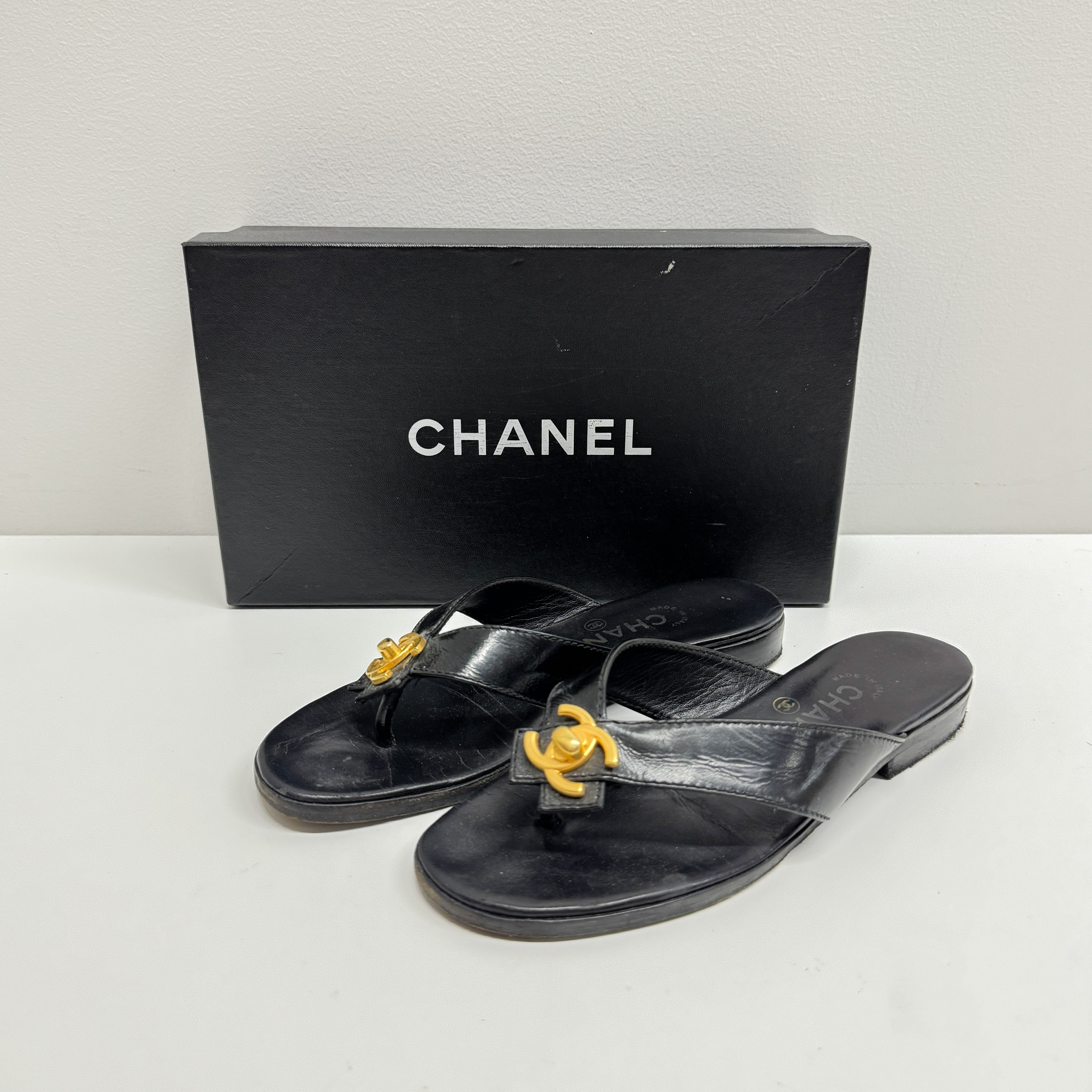 Size 36 Black Leather Sandals