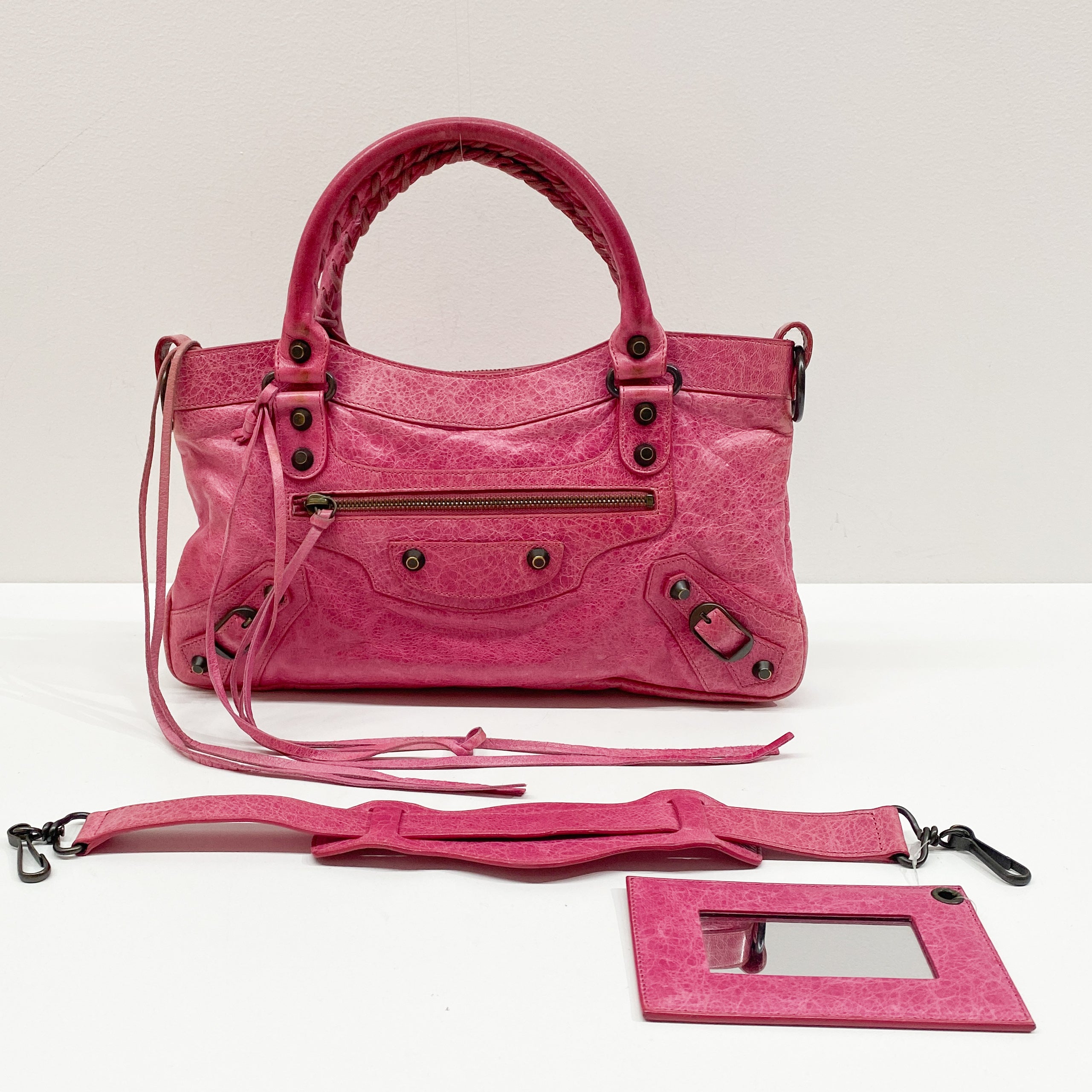 The First Pink Leather Hand Bag