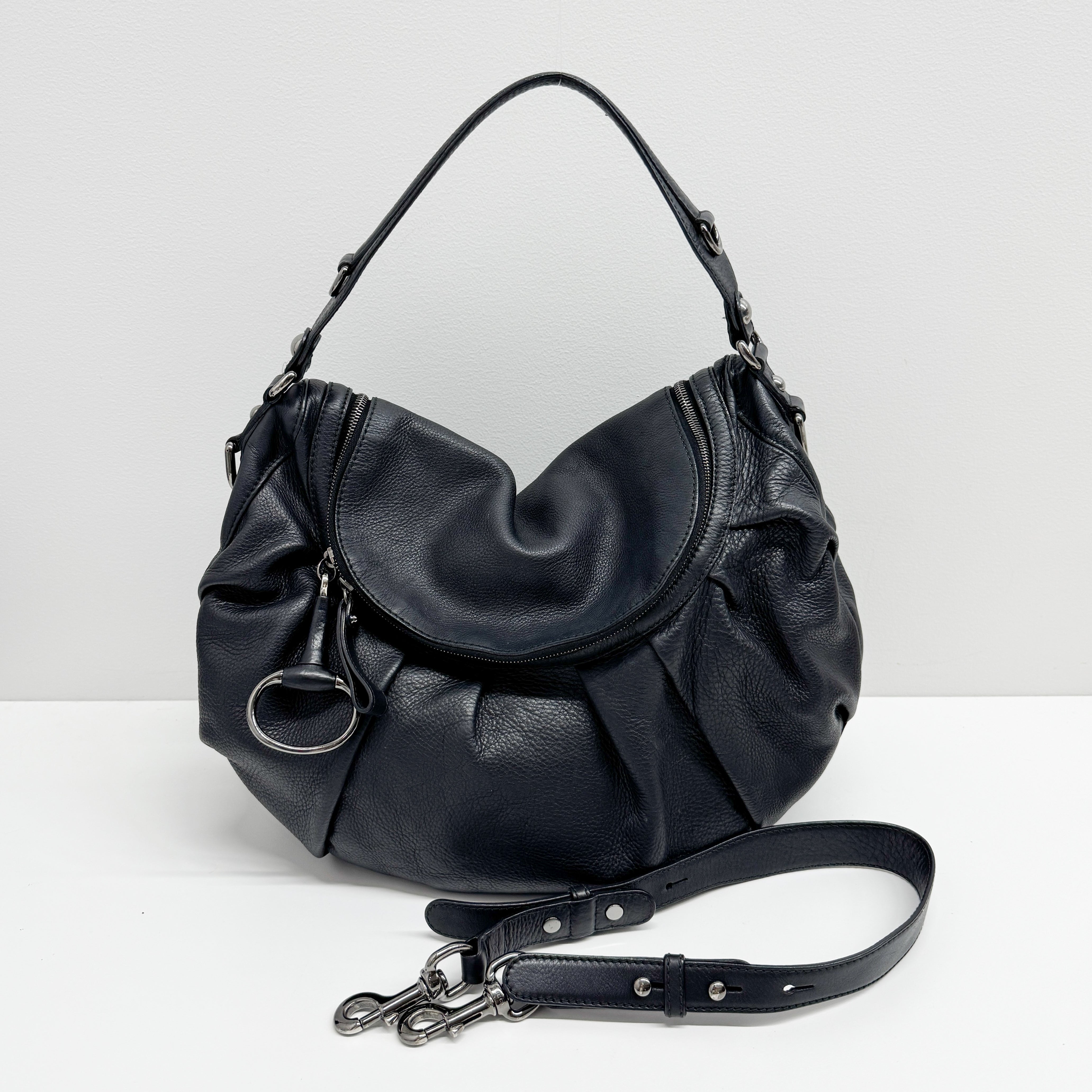 Icon Black Leather Hobo Shoulder Bag