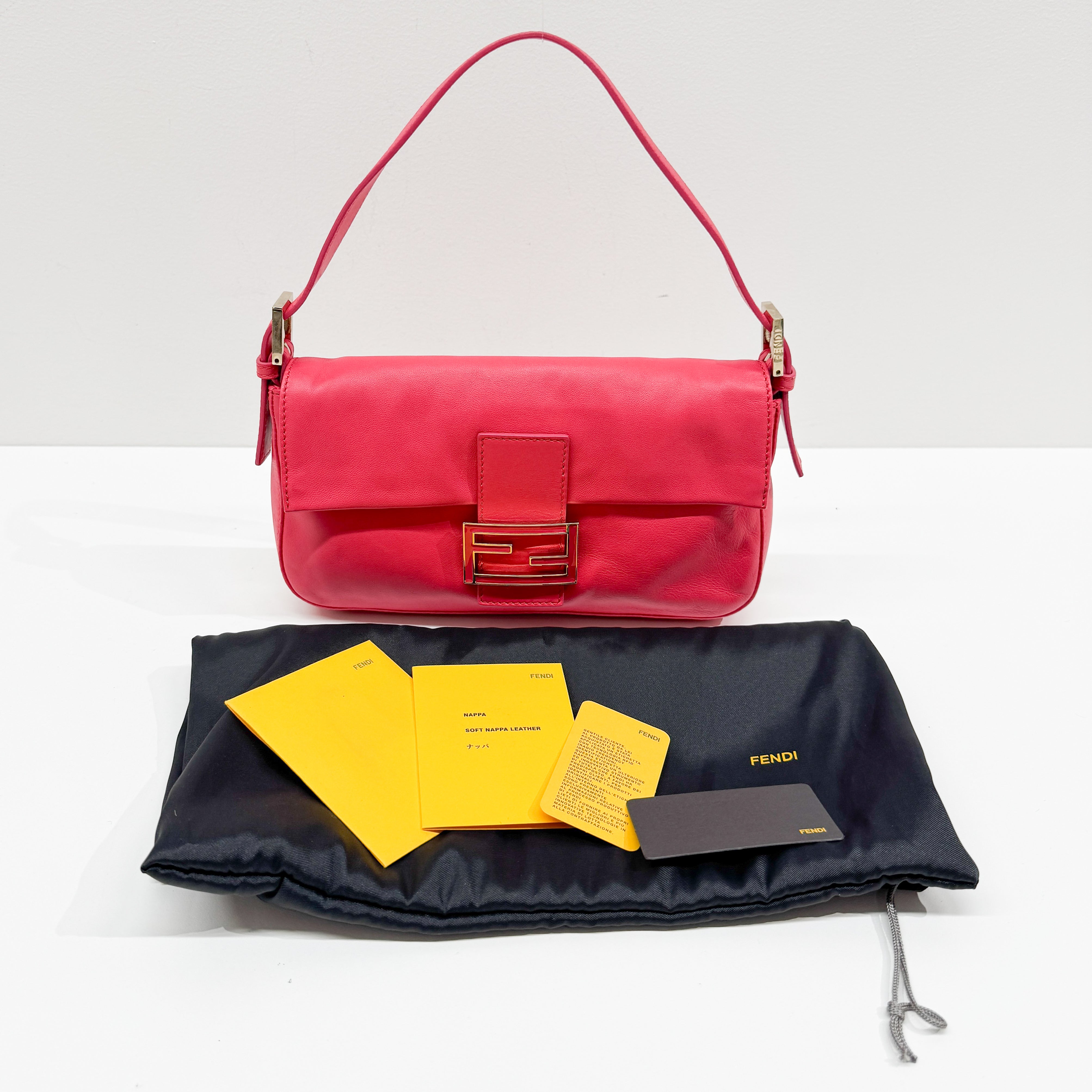 Baguette Pink Leather Shoulder Bag