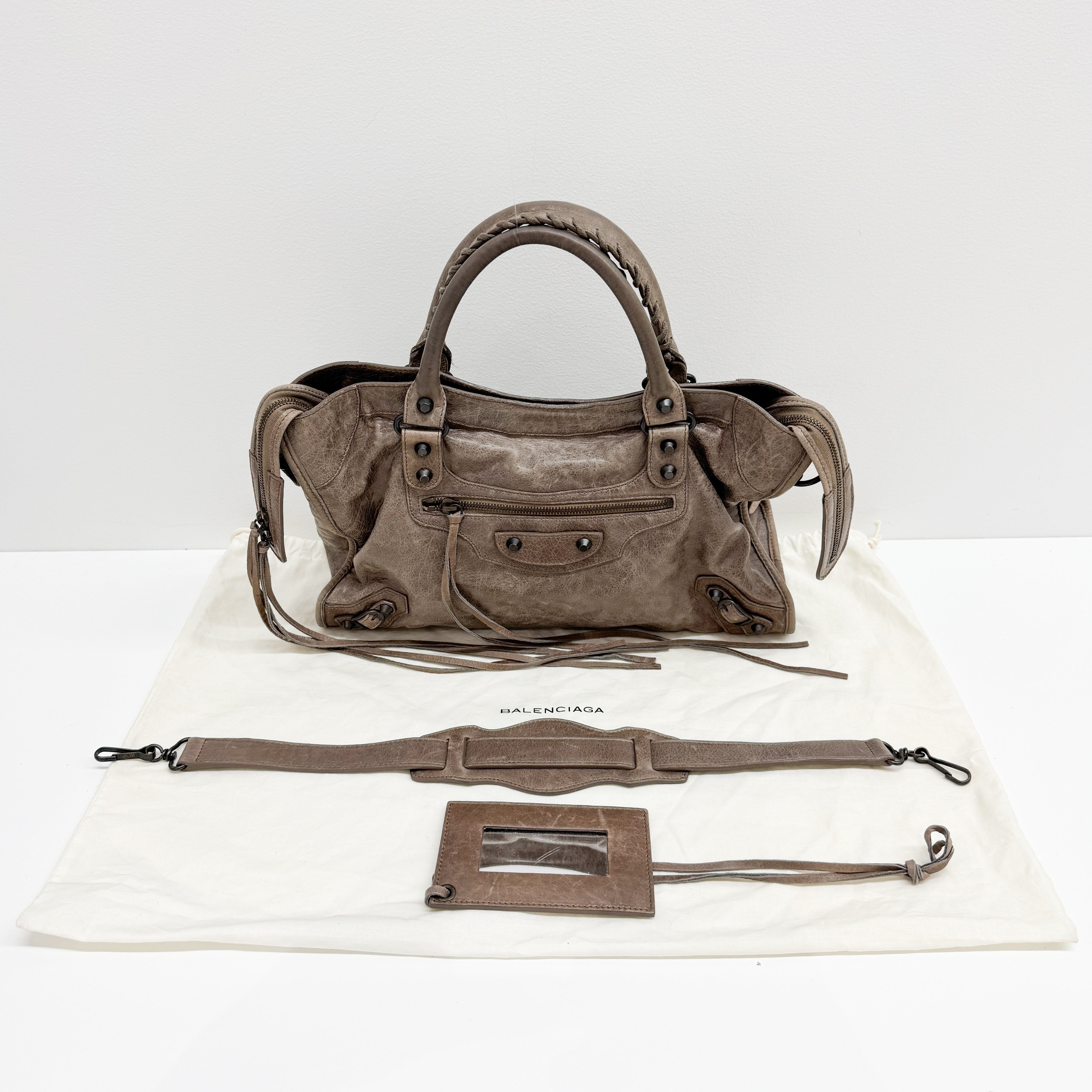 The City Brown Leather Two Way Bag